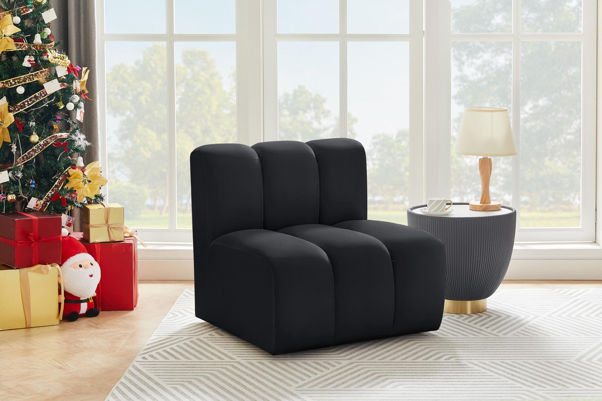 

    
Black Velvet Channel Tufted Modular Chair ARC 103Black-ST Meridian Contemporary
