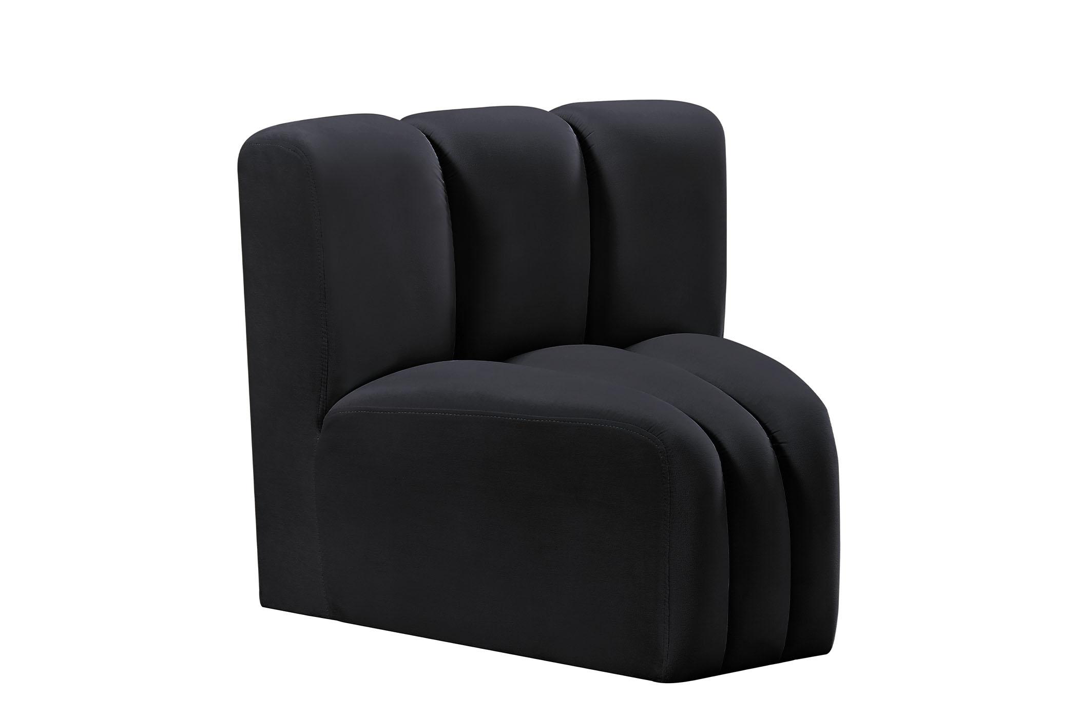 

    
Black Velvet Channel Tufted Modular Corner Chair ARC 103Black-CC Meridian Modern
