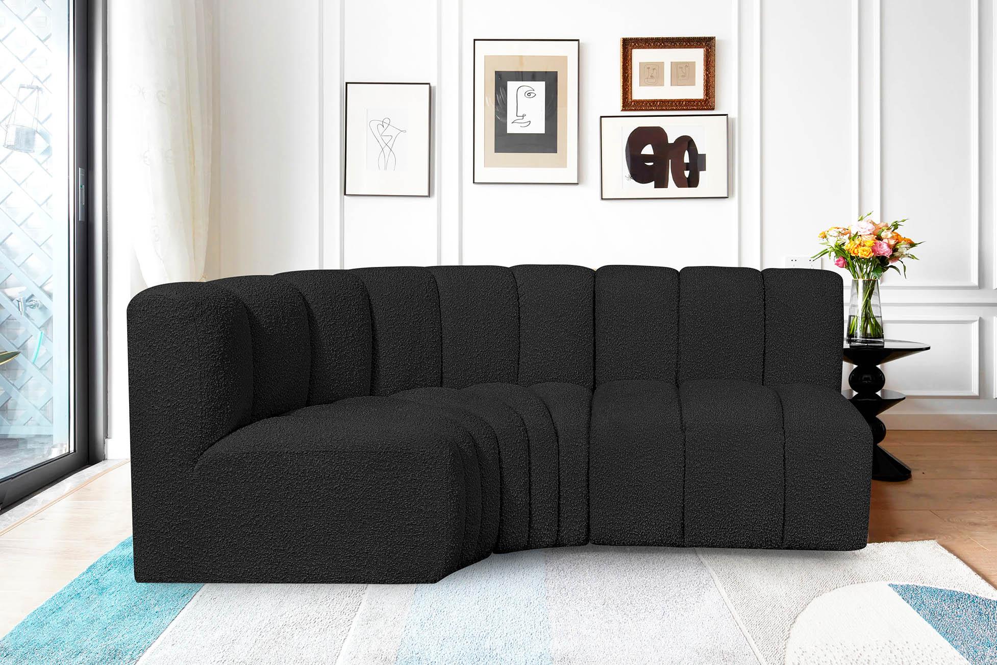 

    
Black Boucle Channel Tufted Modular Sectional ARC 102Black-S3A Meridian Modern
