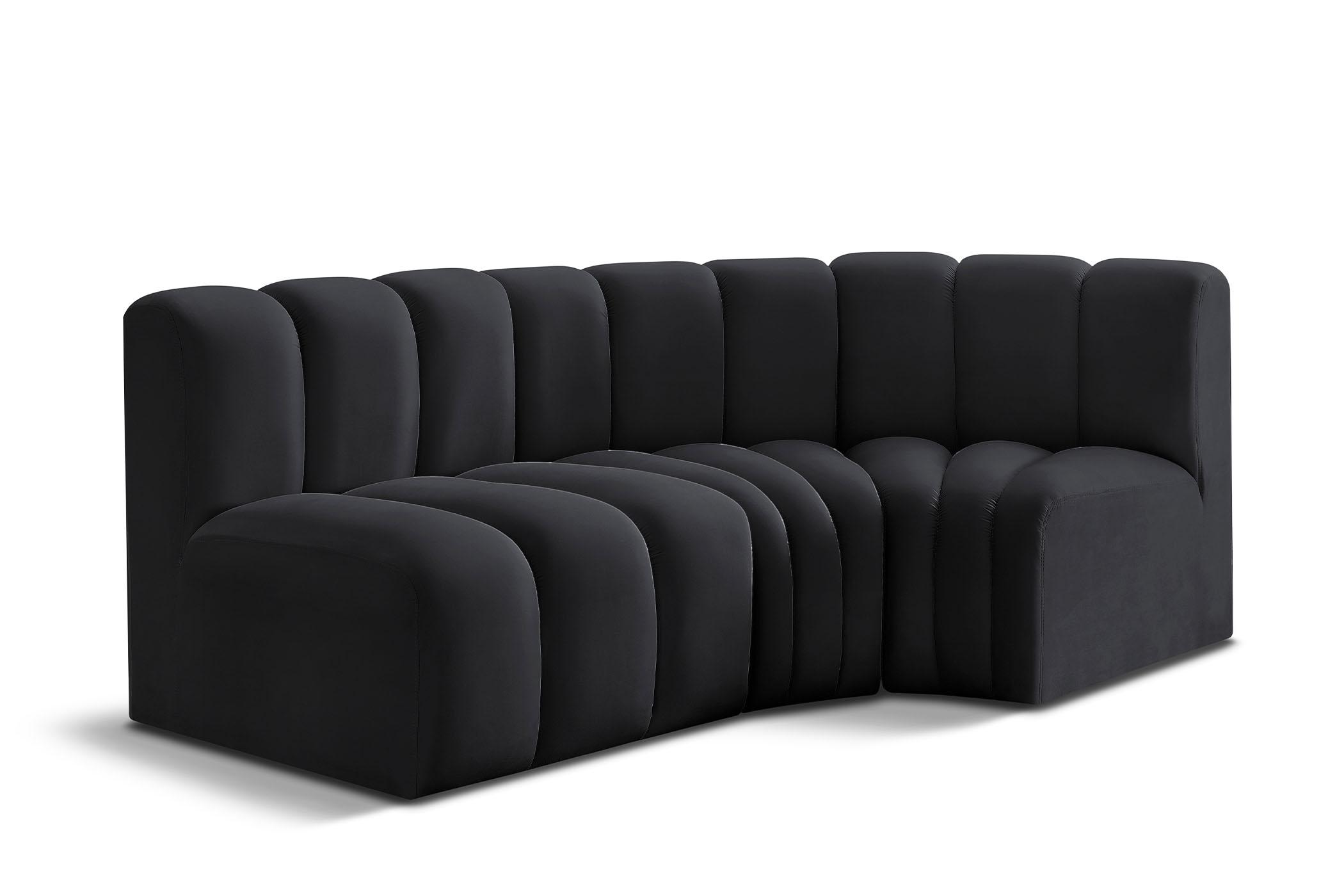 Contemporary, Modern Modular Sectional Sofa ARC 103Black-S3A 103Black-S3A in Black Velvet