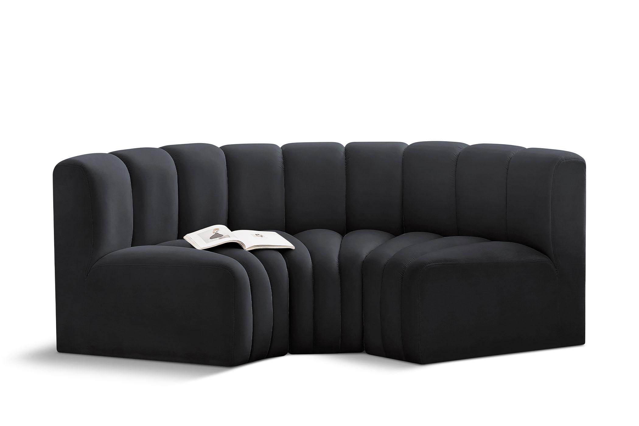 Contemporary, Modern Modular Sectional Sofa ARC 103Black-S3C 103Black-S3C in Black Velvet