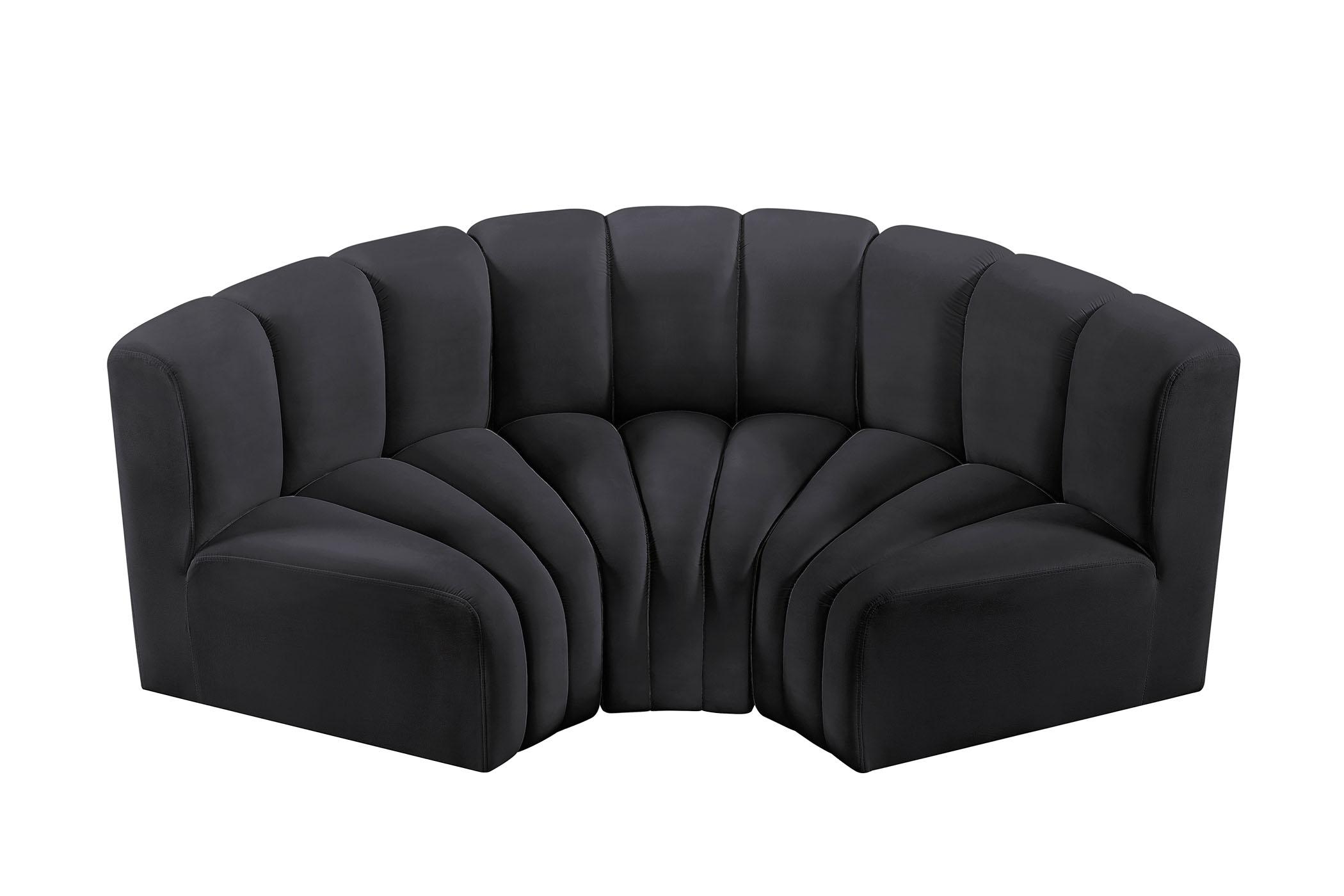 

        
Meridian Furniture ARC 103Black-S3C Modular Sectional Sofa Black Velvet 094308298696
