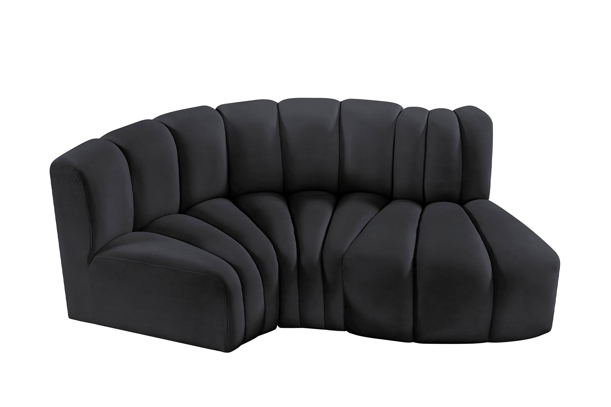 Contemporary, Modern Modular Sectional Sofa ARC 103Black-S3D 103Black-S3D in Black Velvet