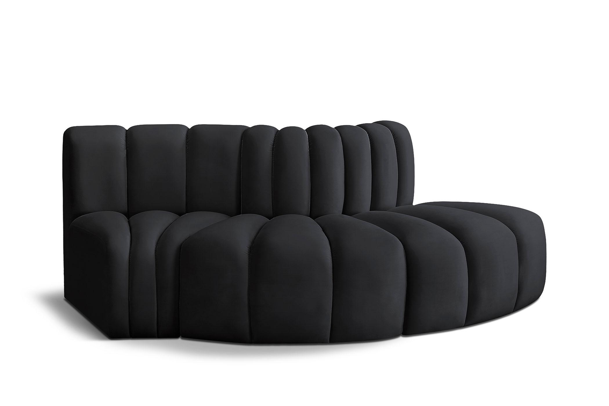 Contemporary, Modern Modular Sectional Sofa ARC 103Black-S3E 103Black-S3E in Black Velvet