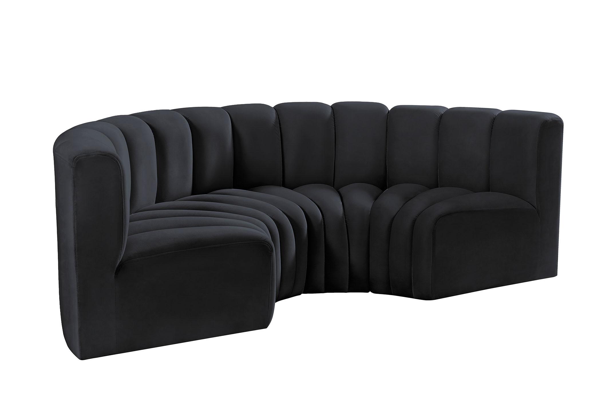 Contemporary, Modern Modular Sectional Sofa ARC 103Black-S4C 103Black-S4C in Black Velvet