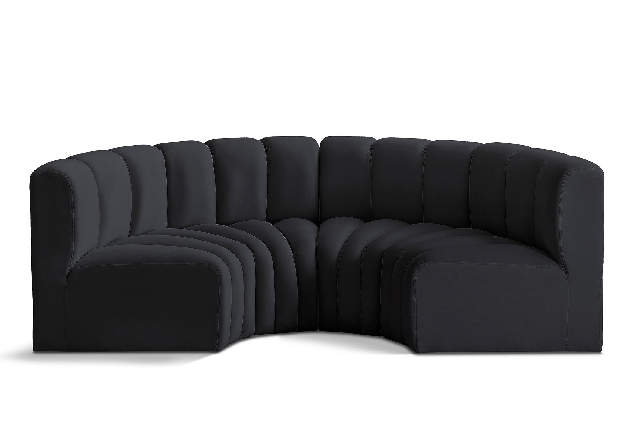 

        
Meridian Furniture ARC 103Black-S4C Modular Sectional Sofa Black Velvet 094308298757
