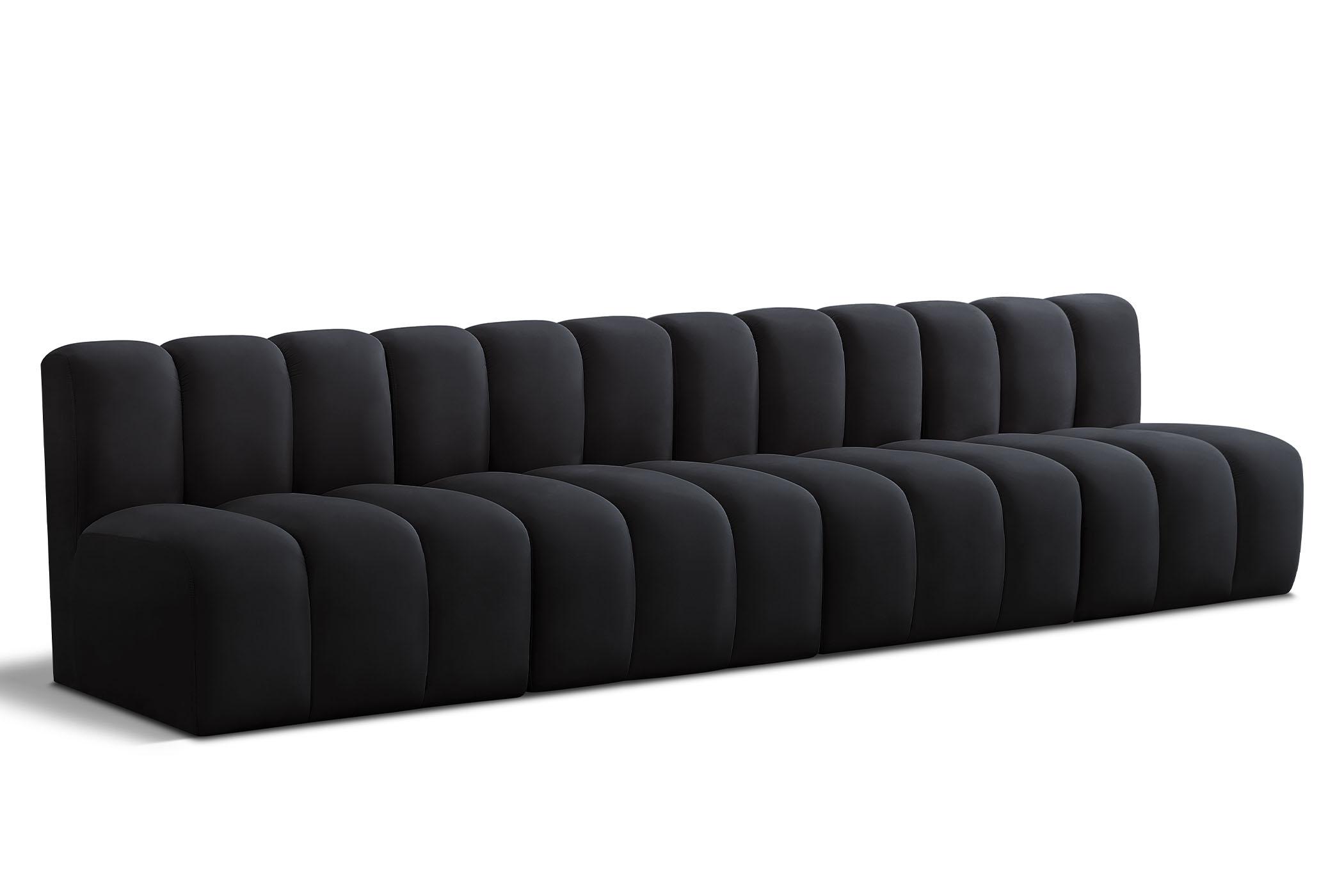Contemporary, Modern Modular Sectional Sofa ARC 103Black-S4E 103Black-S4E in Black Velvet