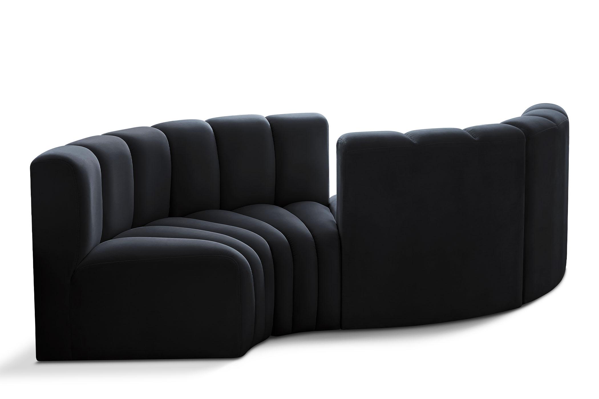 Contemporary, Modern Modular Sectional Sofa ARC 103Black-S4F 103Black-S4F in Black Velvet