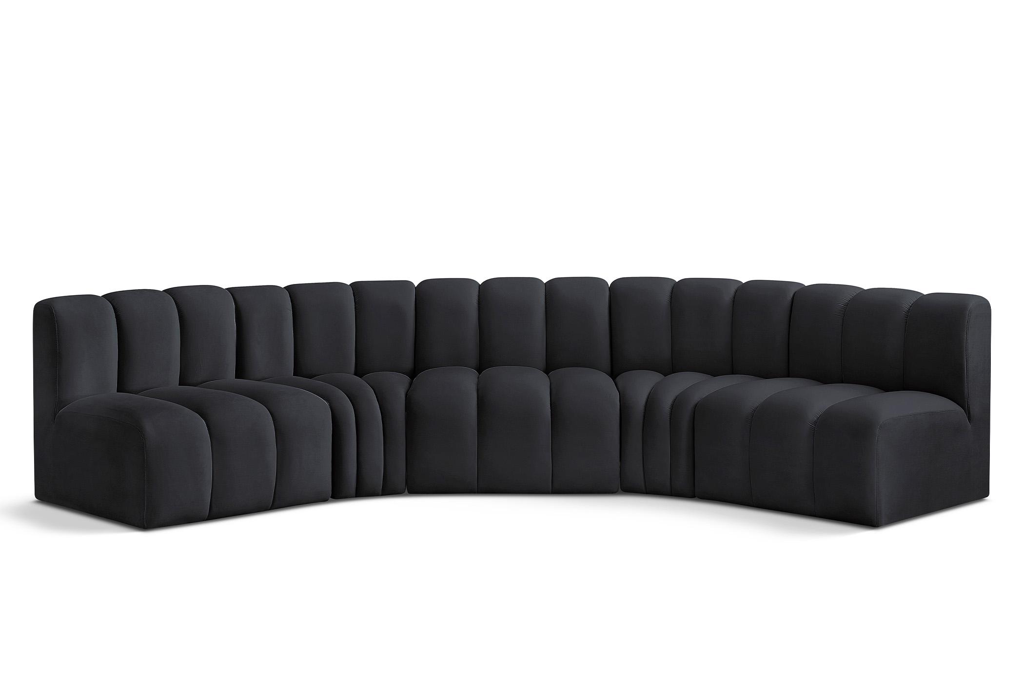 Contemporary, Modern Modular Sectional Sofa ARC 103Black-S5A 103Black-S5A in Black Velvet