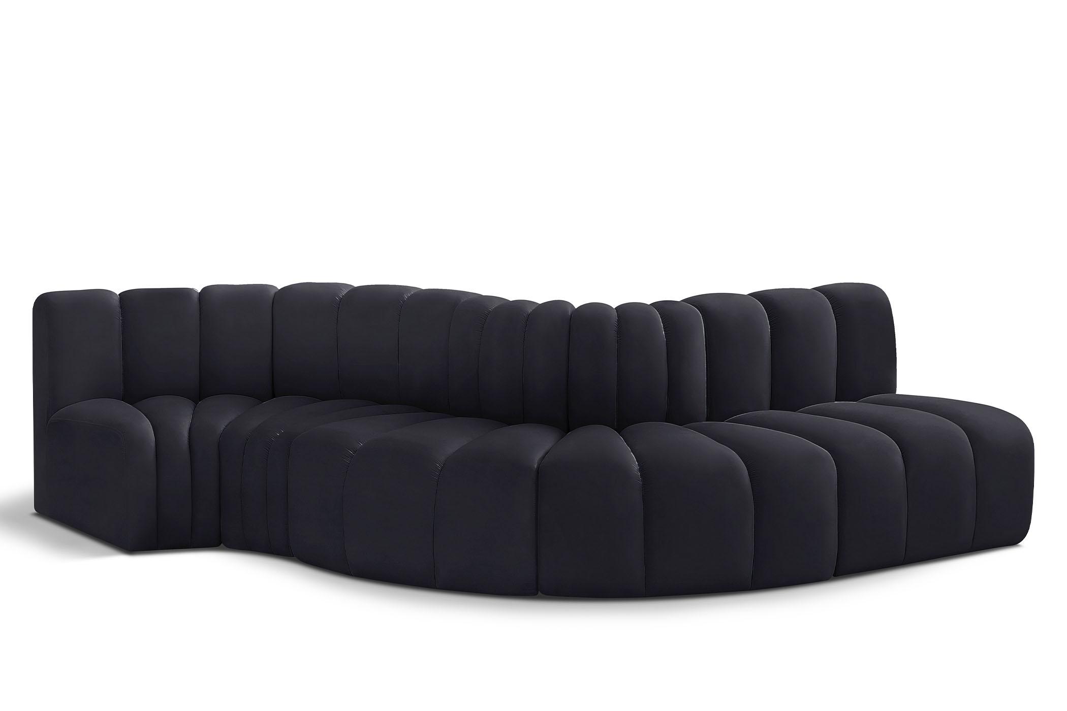 Contemporary, Modern Modular Sectional Sofa ARC 103Black-S5B 103Black-S5B in Black Velvet