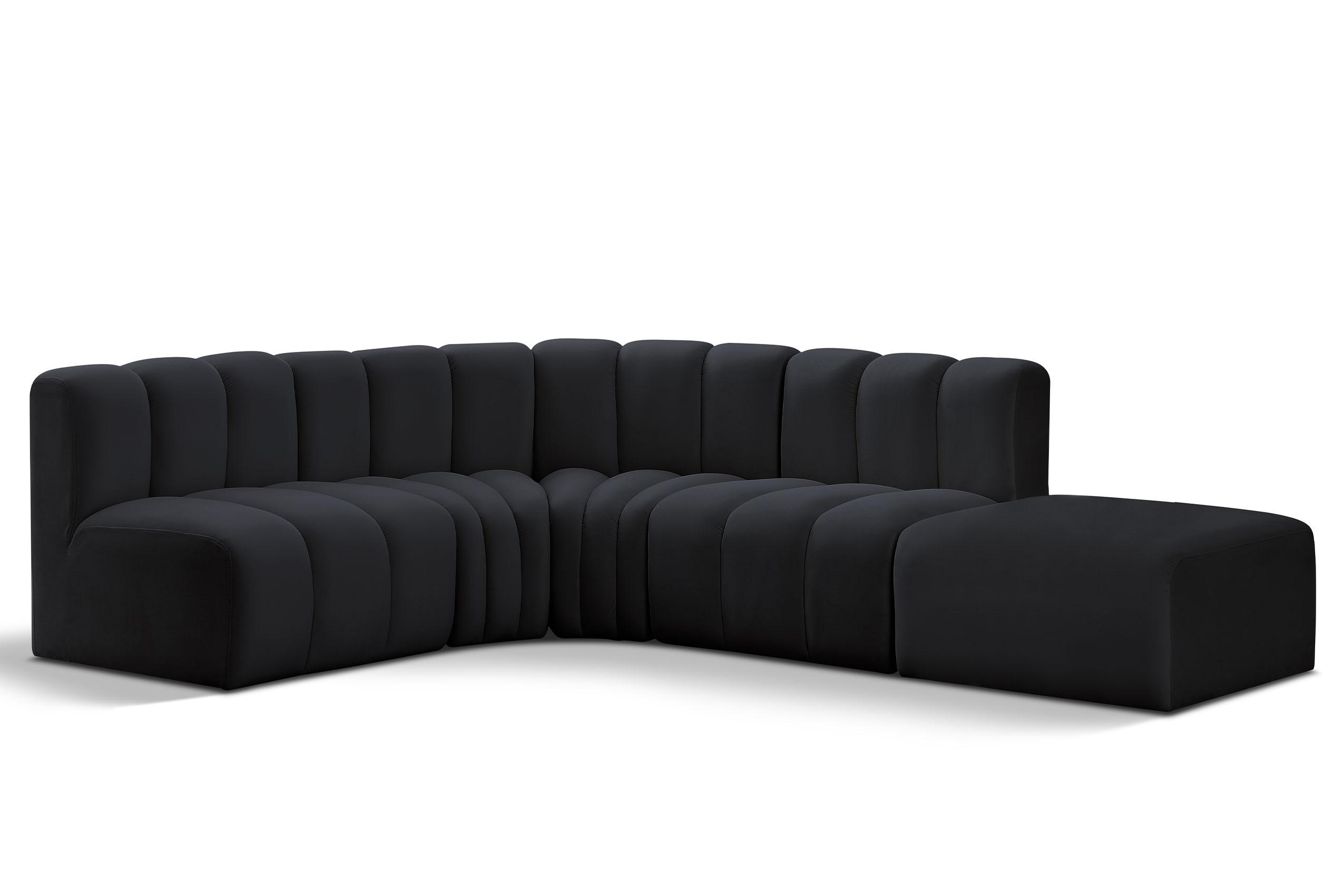 Contemporary, Modern Modular Sectional Sofa ARC 103Black-S5C 103Black-S5C in Black Velvet