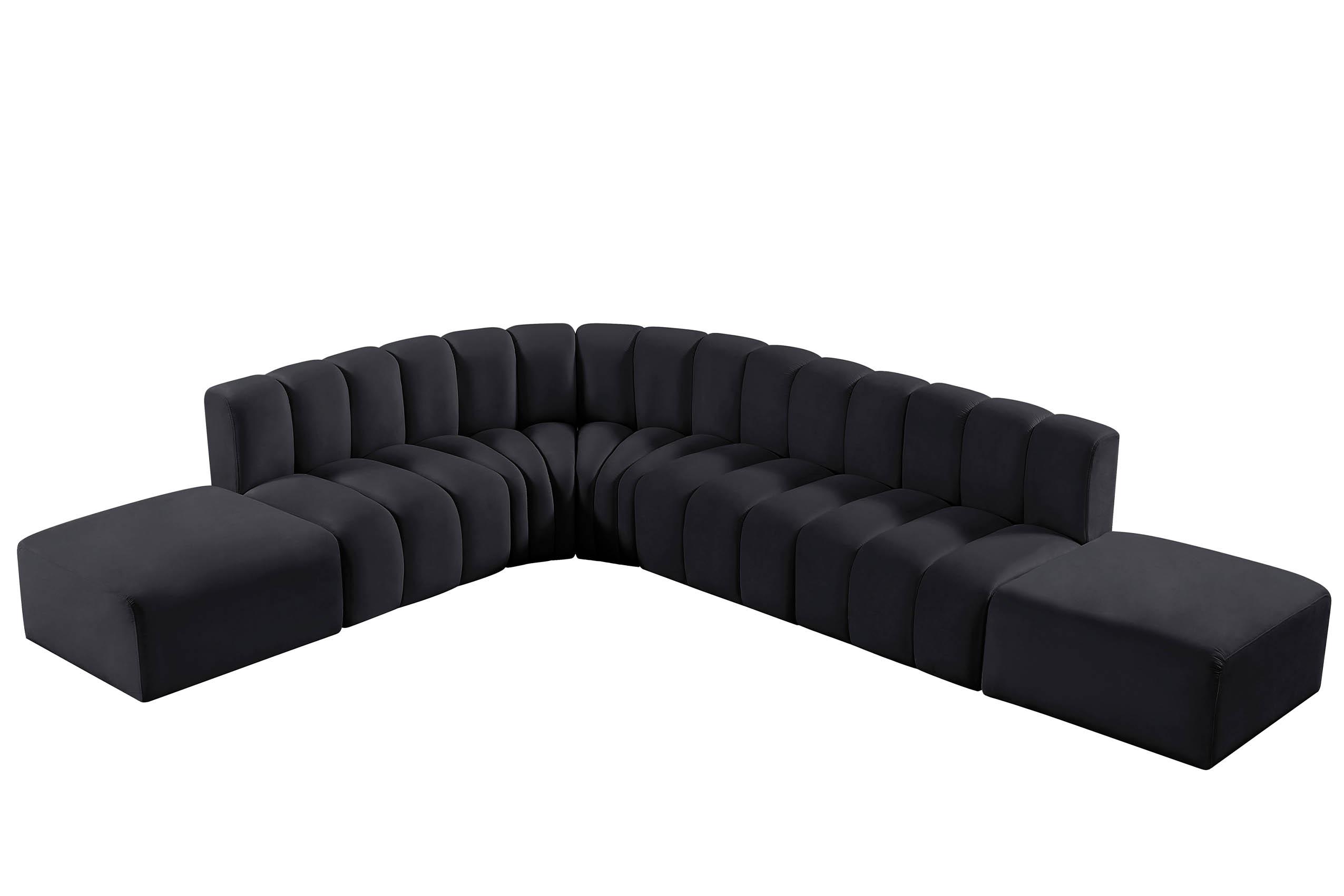 Contemporary, Modern Modular Sectional Sofa ARC 103Black-S7A 103Black-S7A in Black Velvet