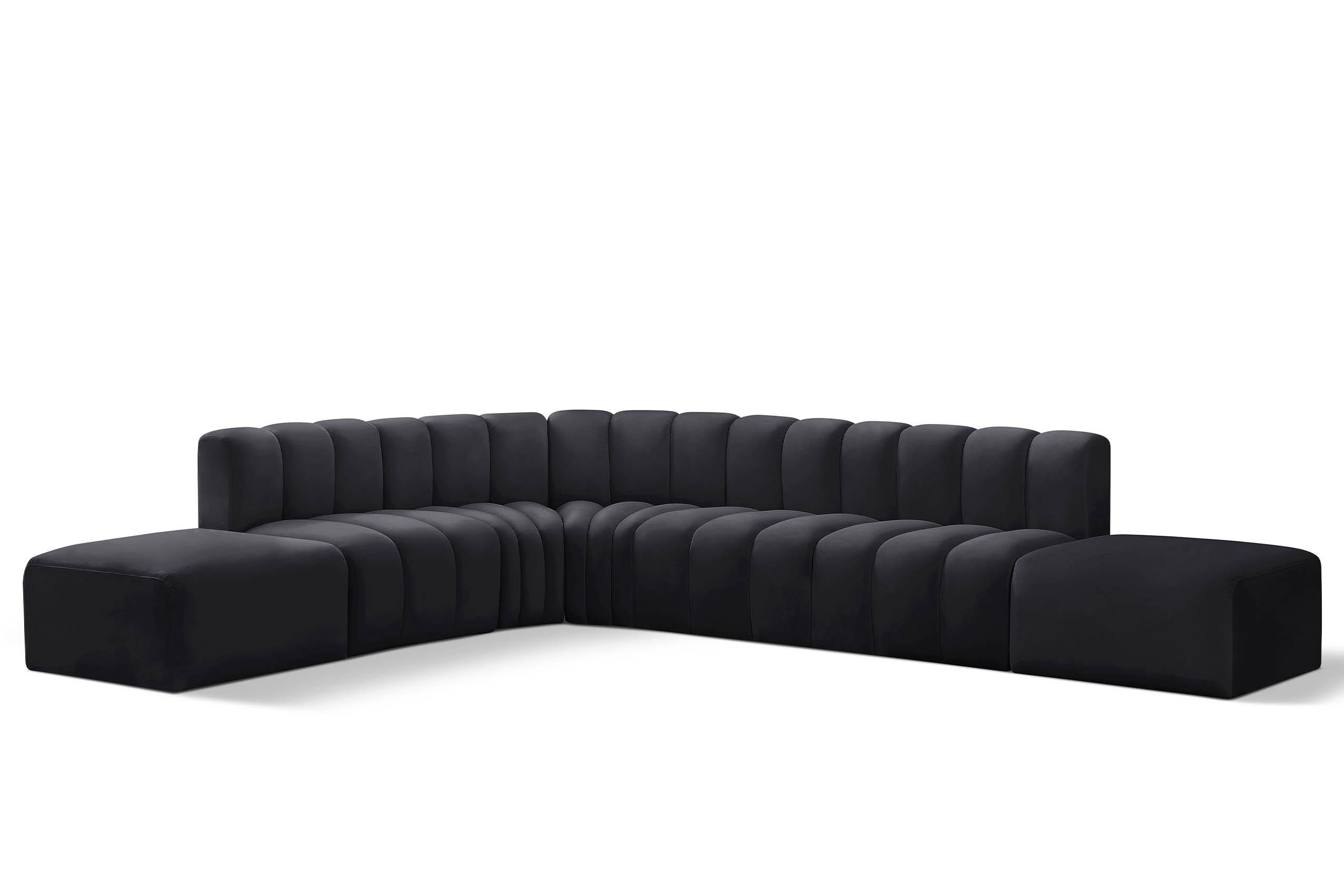 

        
Meridian Furniture ARC 103Black-S7A Modular Sectional Sofa Black Velvet 094308298870
