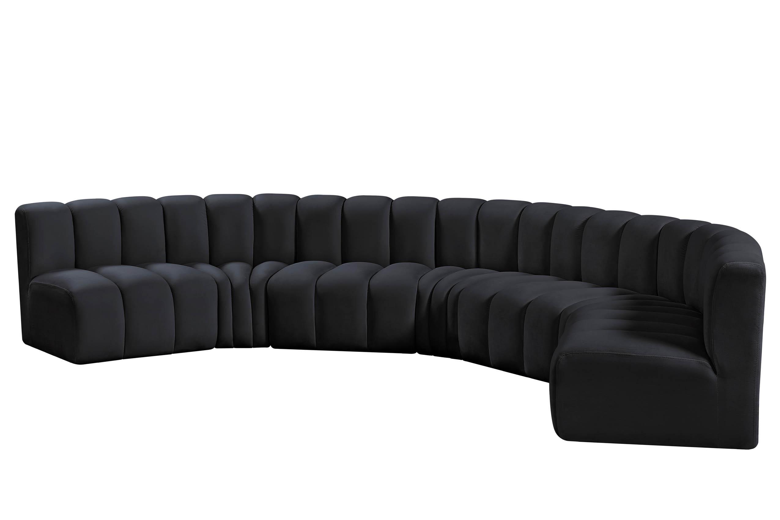 

        
Meridian Furniture ARC 103Black-S7B Modular Sectional Sofa Black Velvet 094308298887
