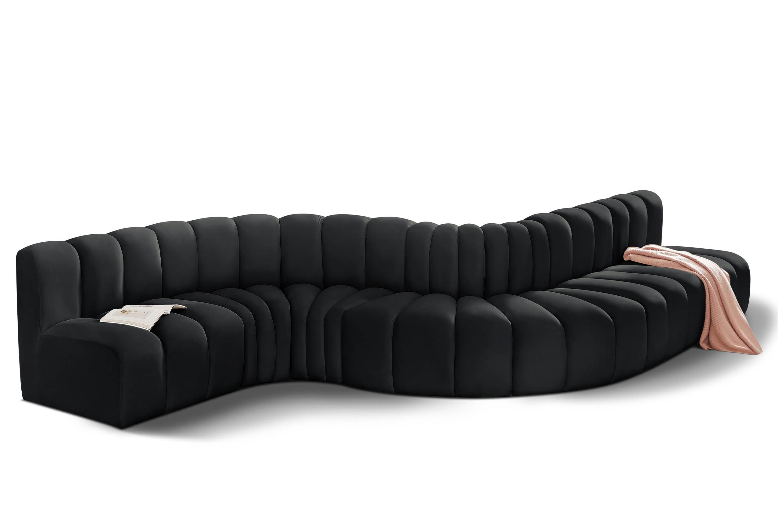

        
Meridian Furniture ARC 103Black-S7C Modular Sectional Sofa Black Velvet 094308298894
