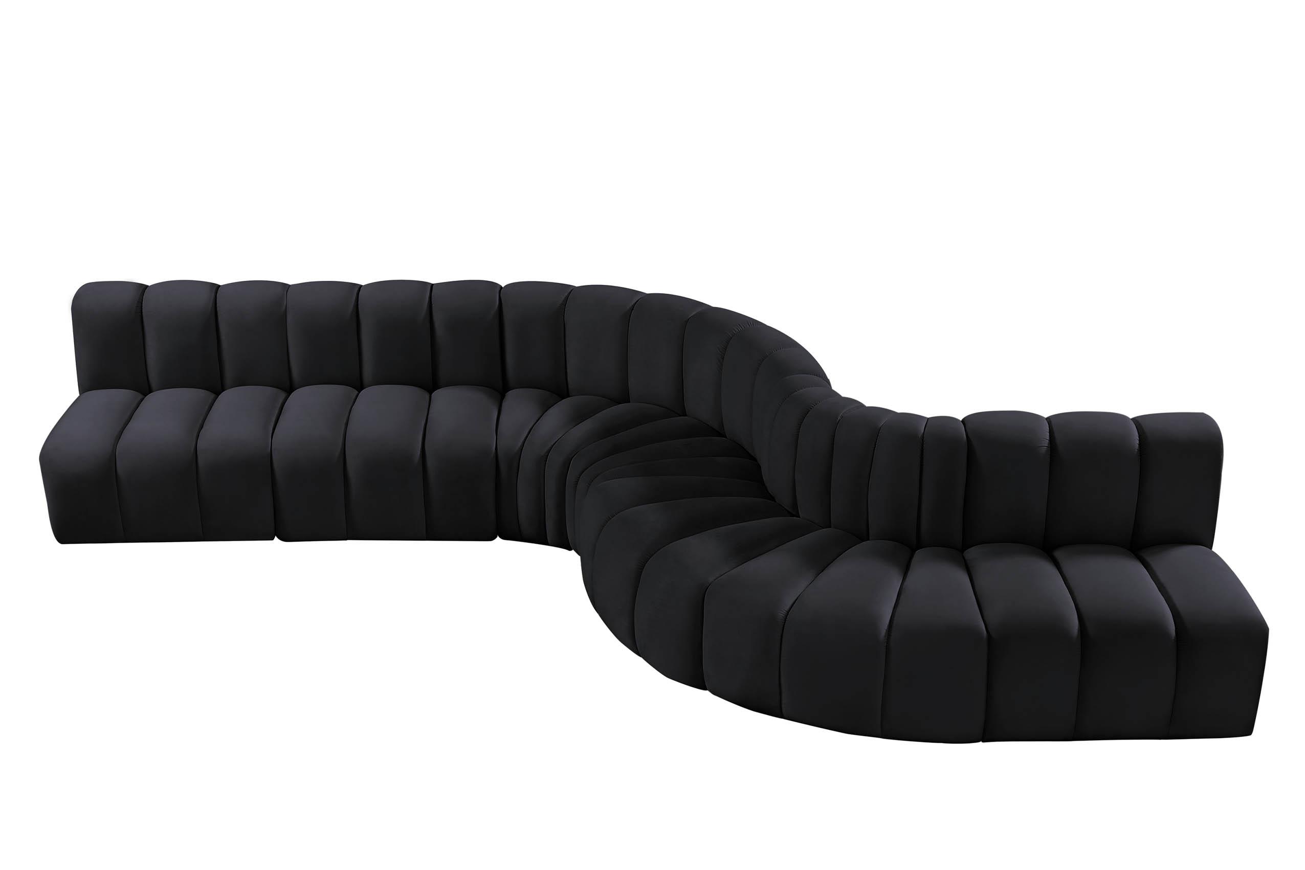 Contemporary, Modern Modular Sectional Sofa ARC 103Black-S7C 103Black-S7C in Black Velvet