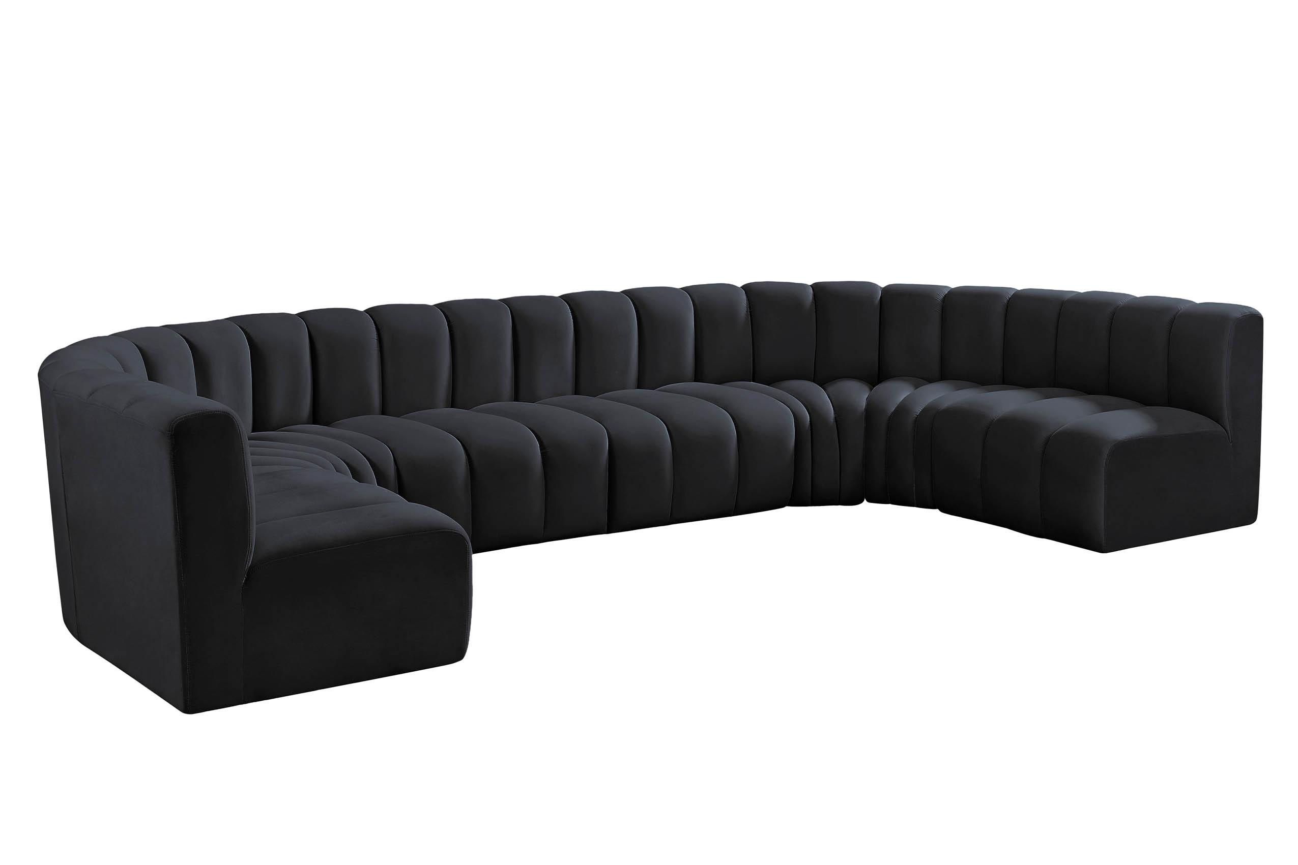 Contemporary, Modern Modular Sectional Sofa ARC 103Black-S8A 103Black-S8A in Black Velvet