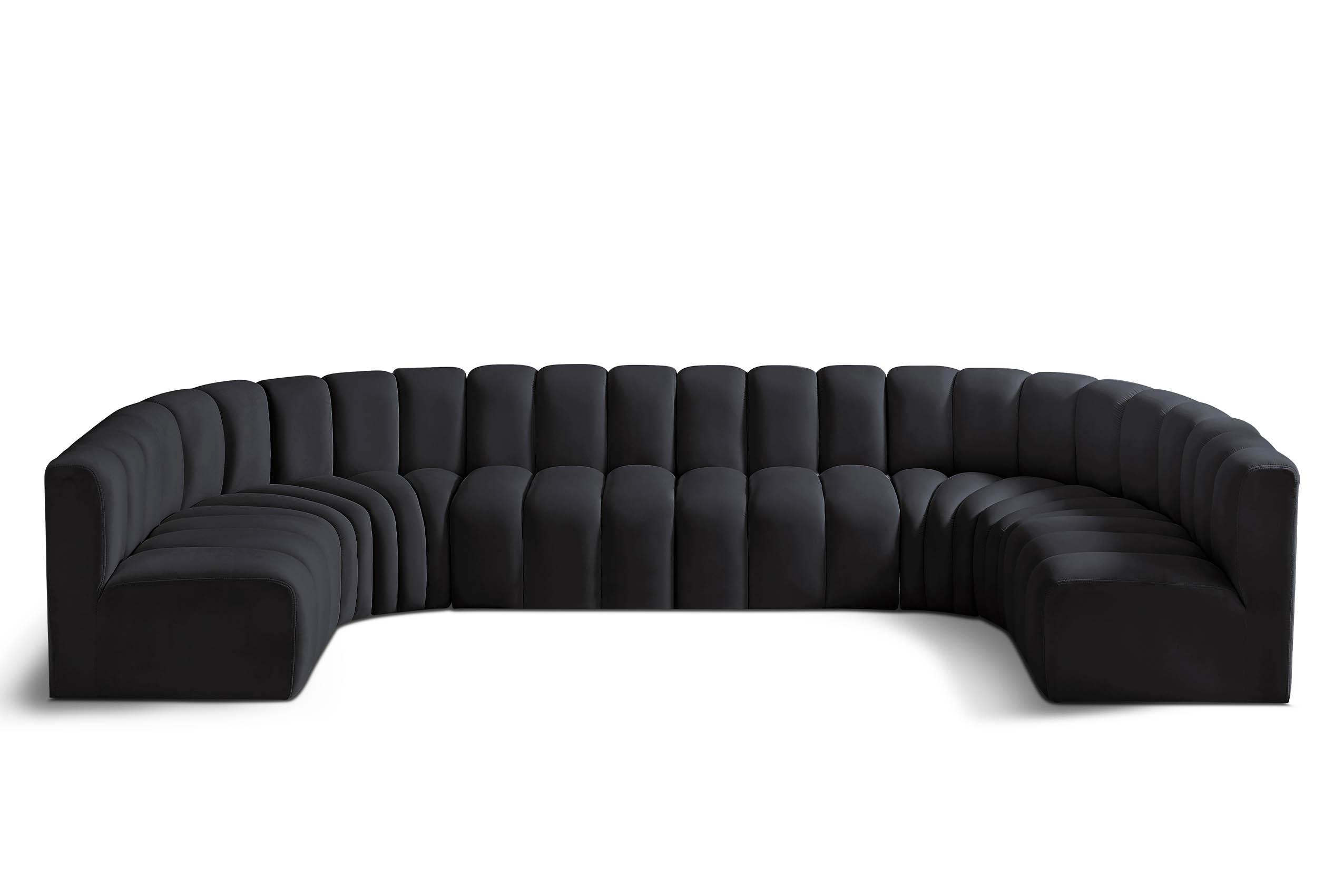 

        
Meridian Furniture ARC 103Black-S8A Modular Sectional Sofa Black Velvet 094308298900
