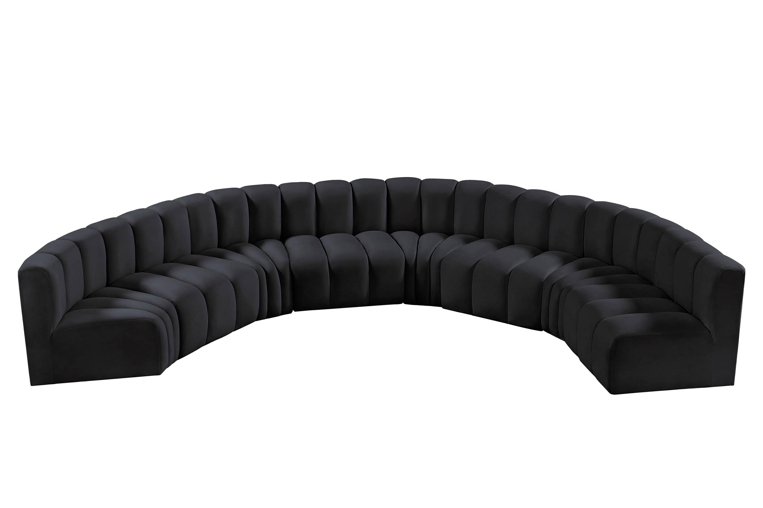 Contemporary, Modern Modular Sectional Sofa ARC 103Black-S8B 103Black-S8B in Black Velvet