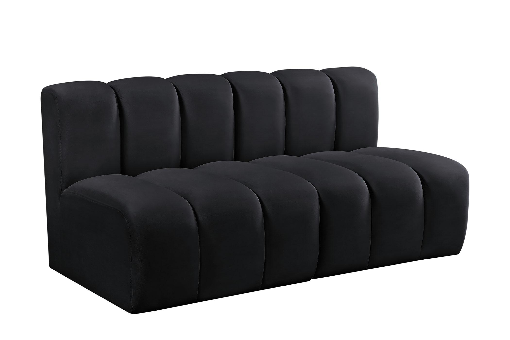 

    
Black Velvet Channel Tufted Modular Sofa ARC 103Black-S2A Meridian Contemporary
