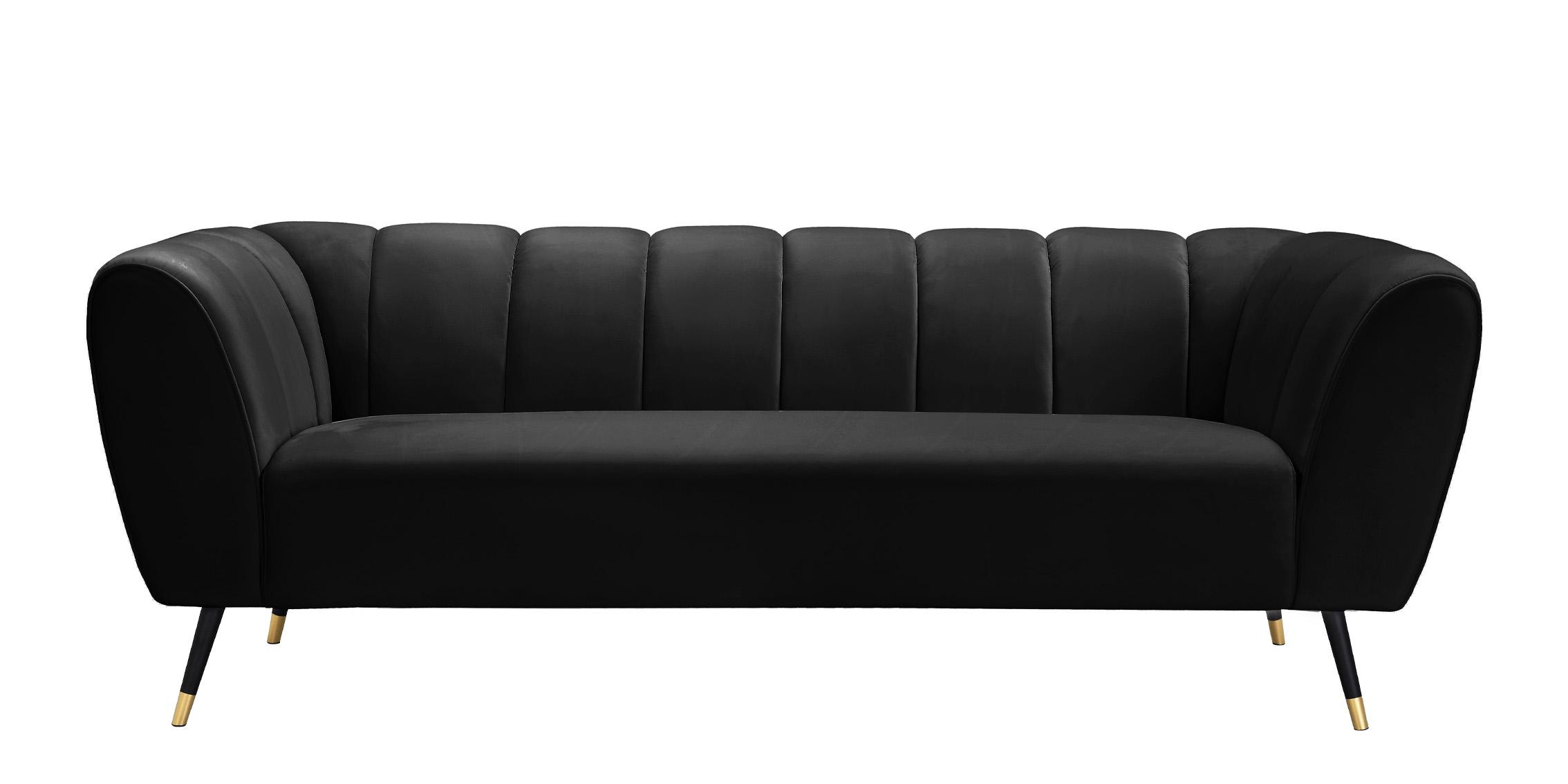 

    
Black Velvet Channel Tufted Sofa BEAUMONT 626Black-S Meridian Contemporary
