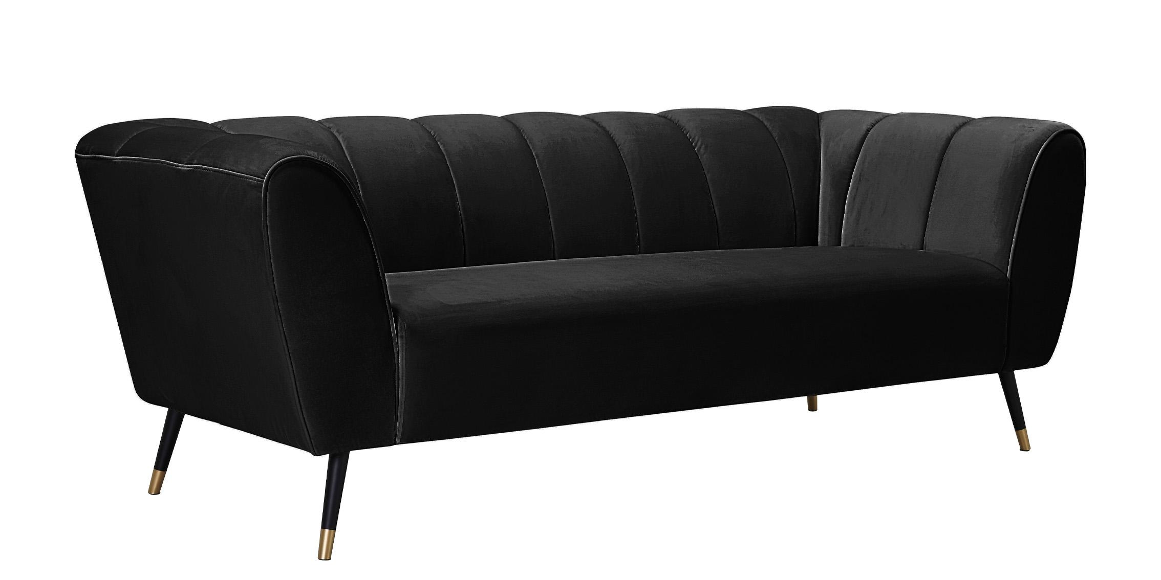 

    
Black Velvet Channel Tufted Sofa BEAUMONT 626Black-S Meridian Contemporary

