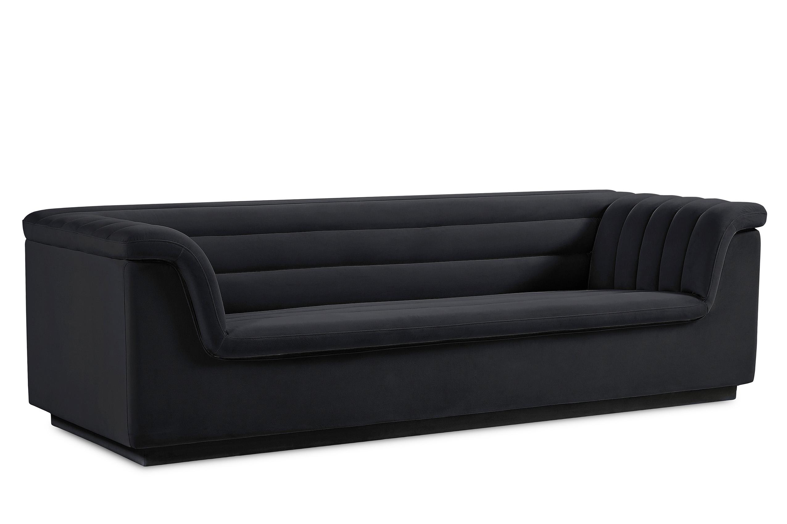 

    
Black Velvet Channel Tufted Sofa CASCADE 192Black-S Meridian Contemporary
