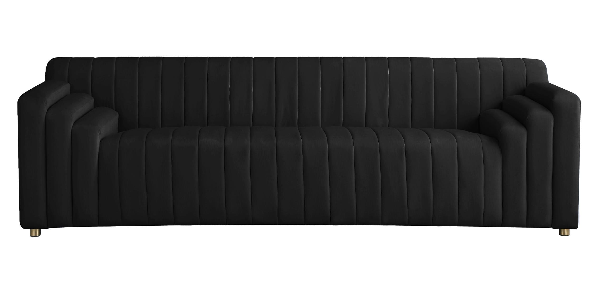 

    
Black Velvet Channel Tufted Sofa NAYA 637Black-S Meridian Contemporary Modern
