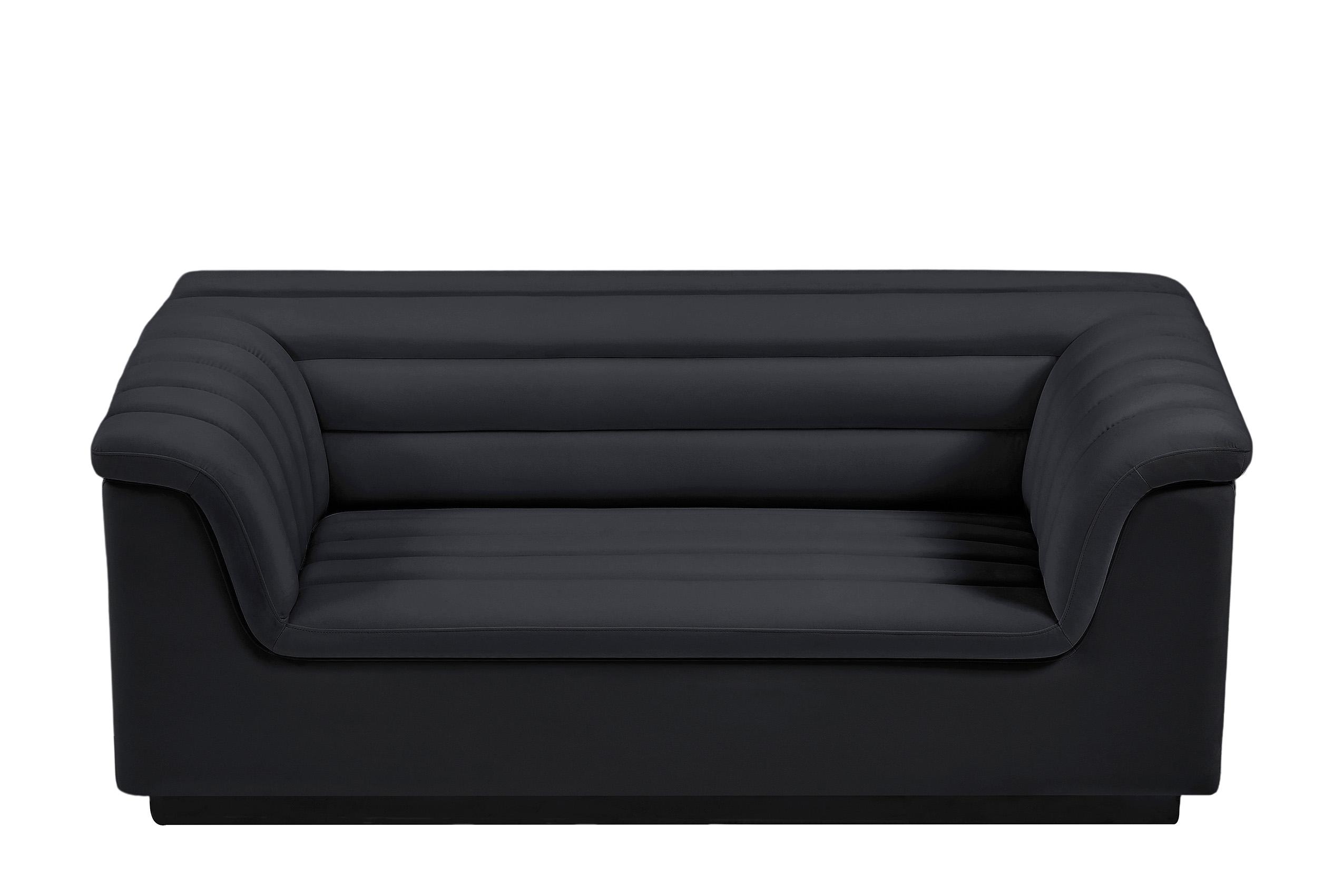 

        
094308287034Black Velvet Channel Tufted Sofa Set 2Pcs CASCADE 192Black-S Meridian Modern
