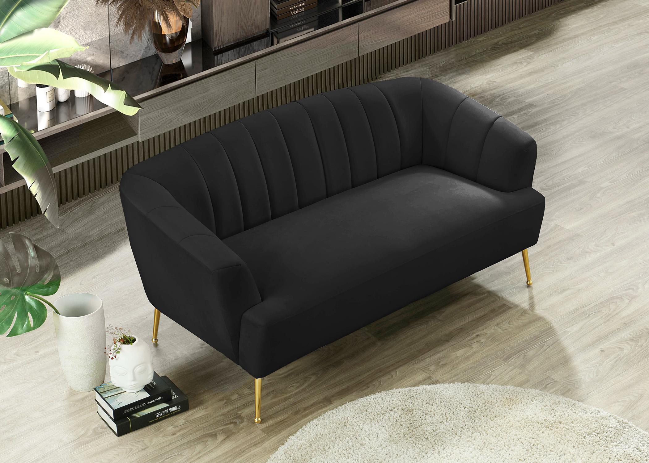 

    
 Order  Black Velvet Channel Tufted Sofa Set 3P TORI 657Black Meridian Contemporary
