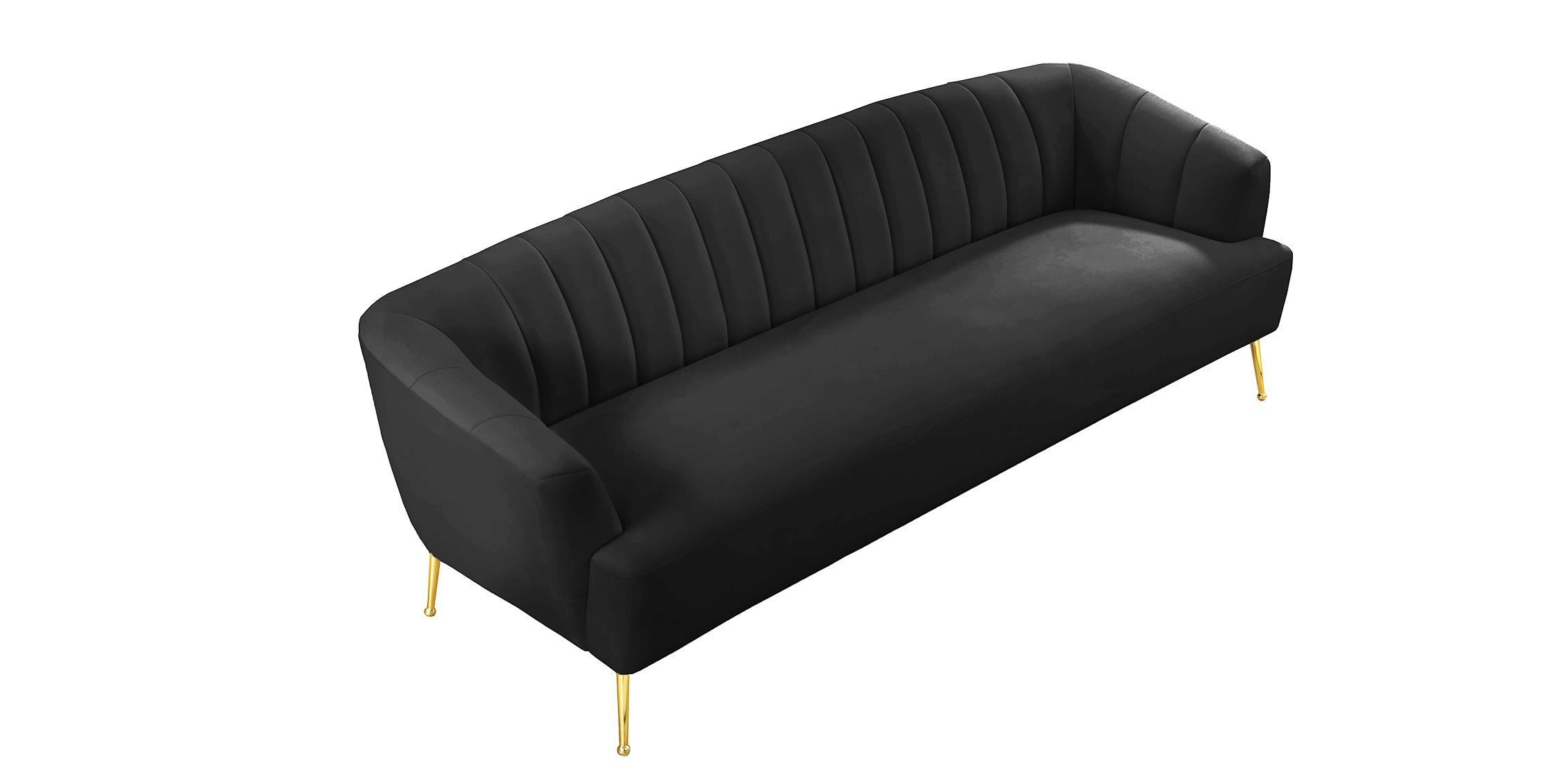 

    
 Shop  Black Velvet Channel Tufted Sofa Set 3P TORI 657Black Meridian Contemporary

