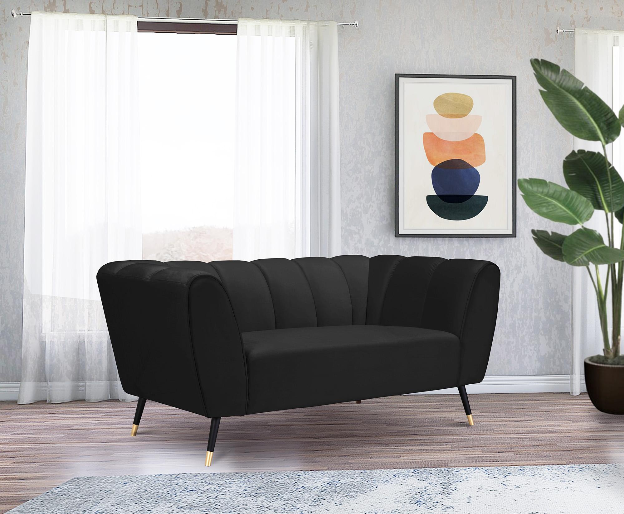 

    
 Order  Black Velvet Channel Tufted Sofa Set 3Pcs BEAUMONT 626Black Meridian Modern
