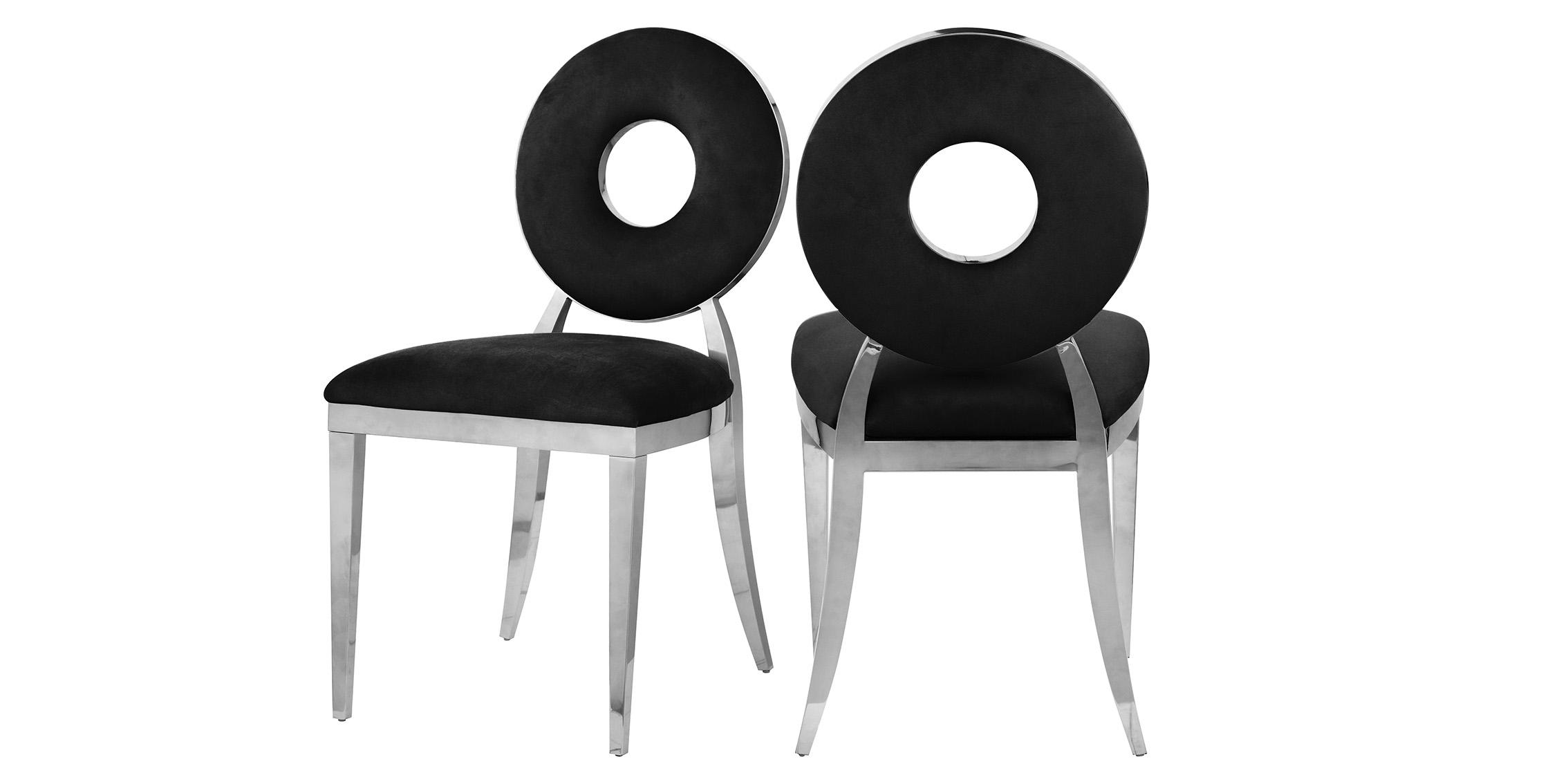 Contemporary Dining Chair Set CAROUSEL 859Black-C 859Black-C in Chrome, Black Velvet