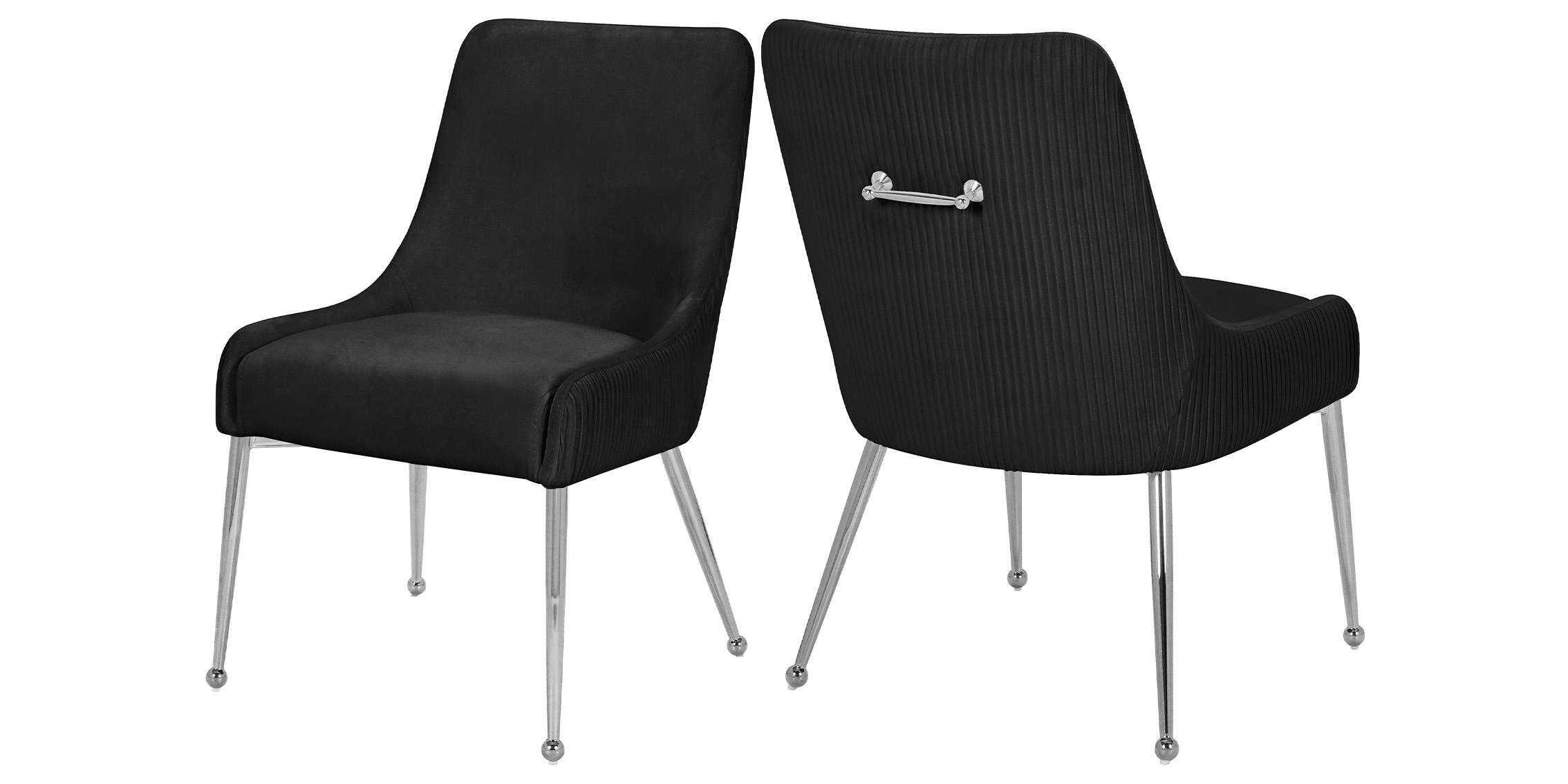 Contemporary, Modern Dining Chair Set ACE 856Black 856Black in Chrome, Black Velvet