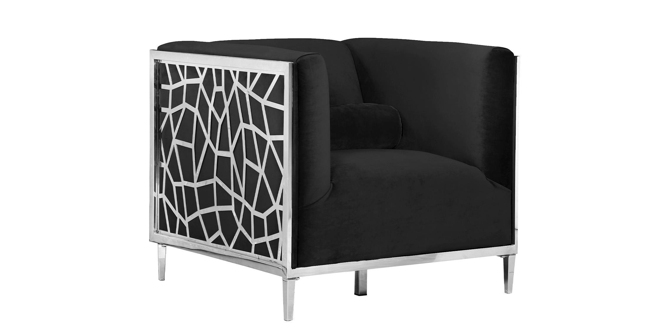 

    
Black Velvet & Chrome Stainless Steel Arm Chair OPAL 672Black-C Meridian Modern
