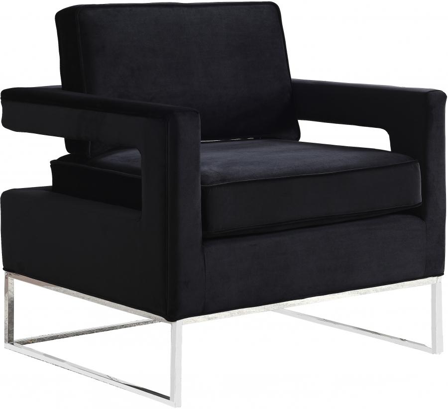 

    
Black Velvet Chrome Steel Base Accent Chair Noah 510Black Meridian Modern
