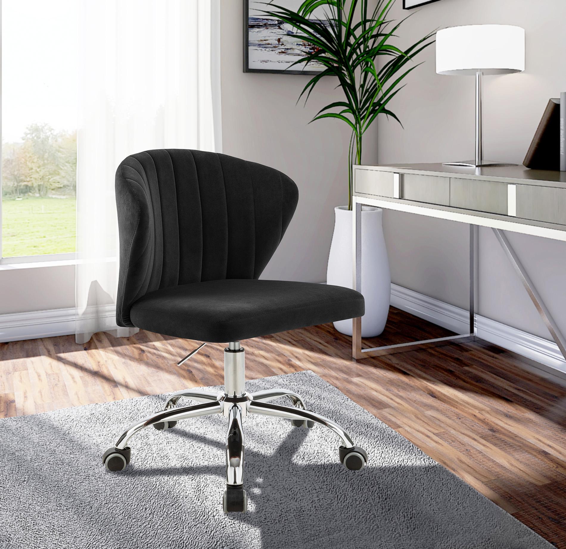 

    
Black Velvet & Chrome Swivel Office Chair FINLEY 166Black Meridian Contemporary
