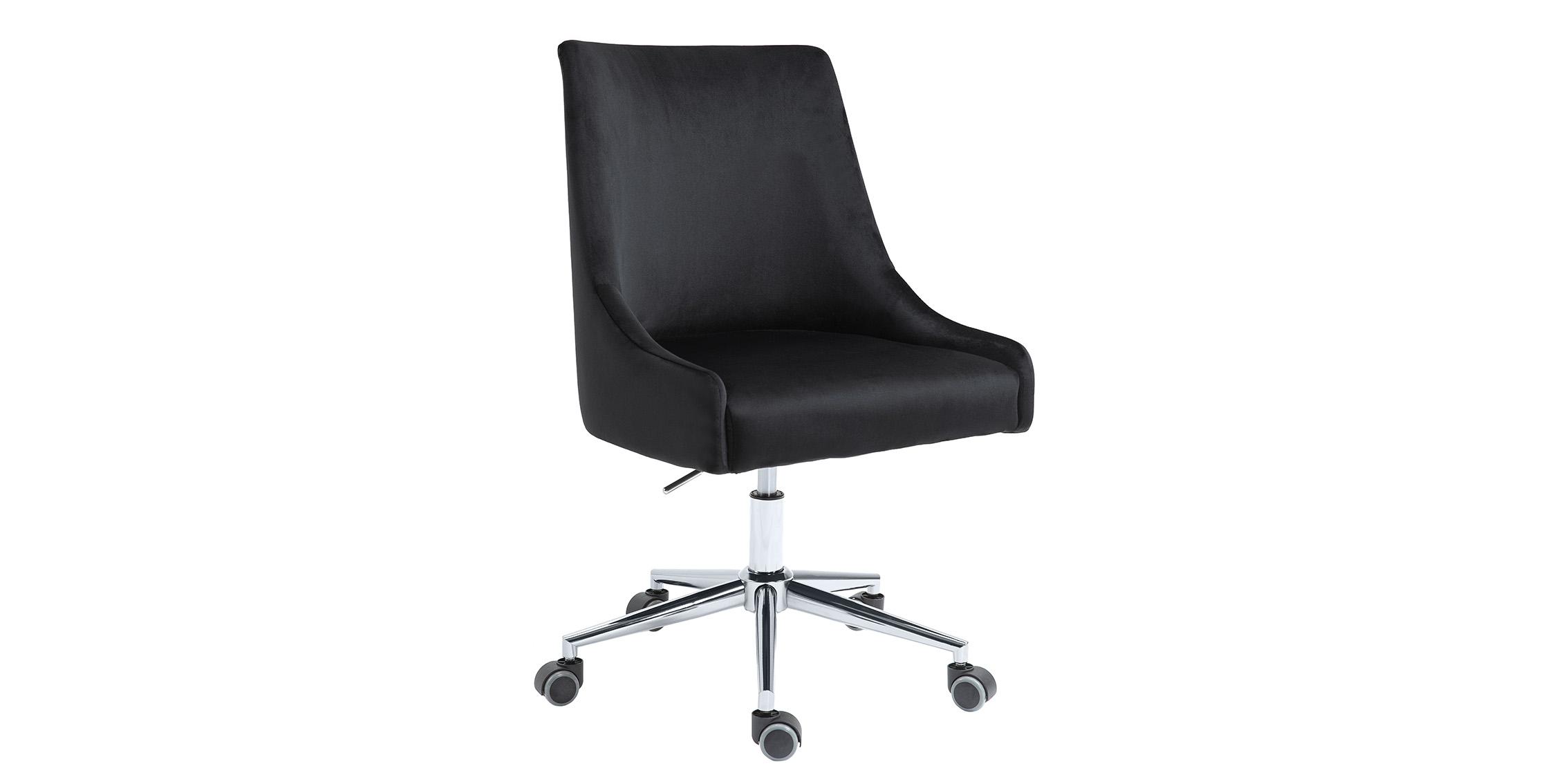 

    
Black Velvet Chrome Swivel Office Chair KARINA 164Black Meridian Contemporary
