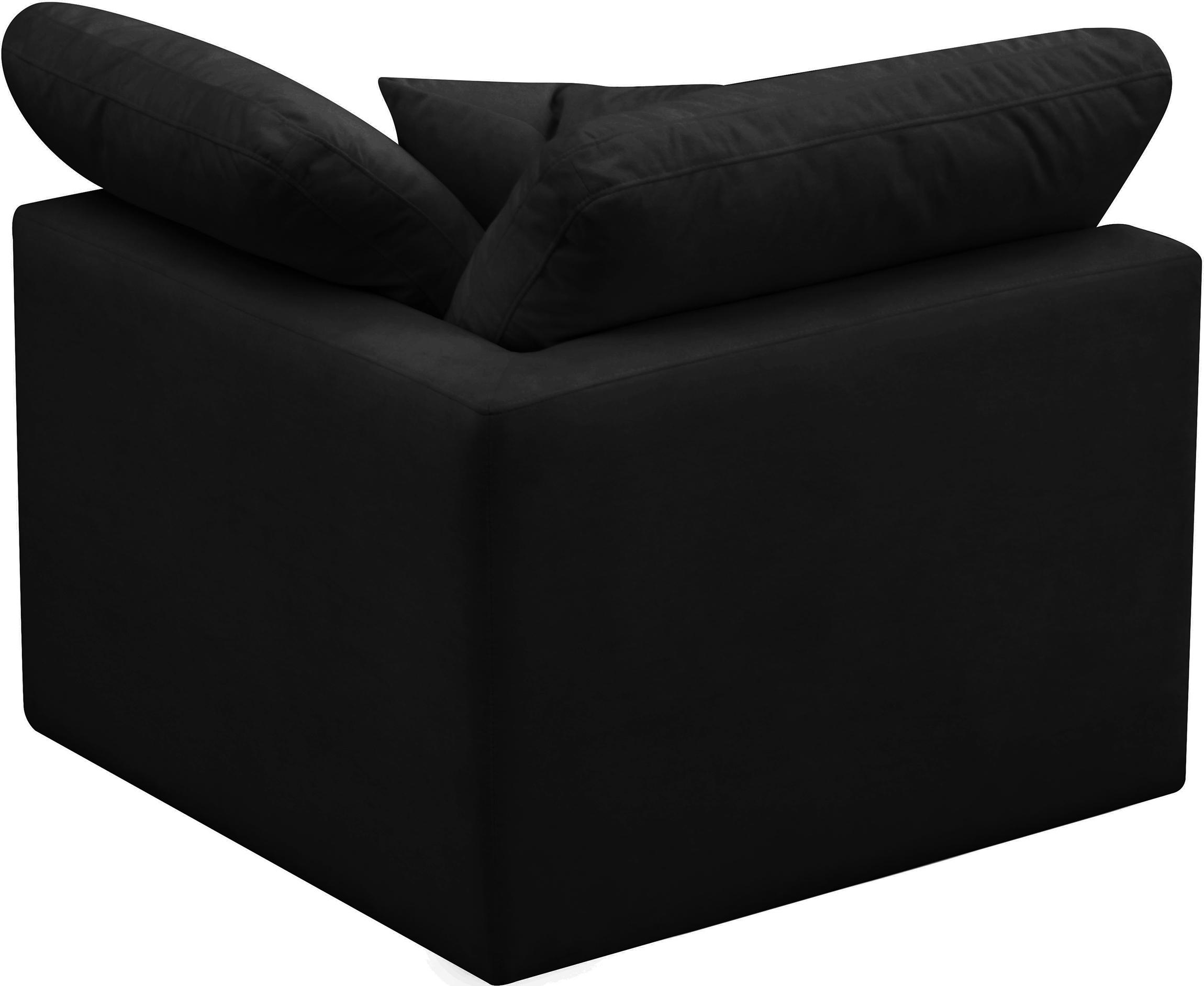 

    
BLACK Velvet Corner Chair Cloud Overstuffed Modular Down Filled SOFLEX Modern
