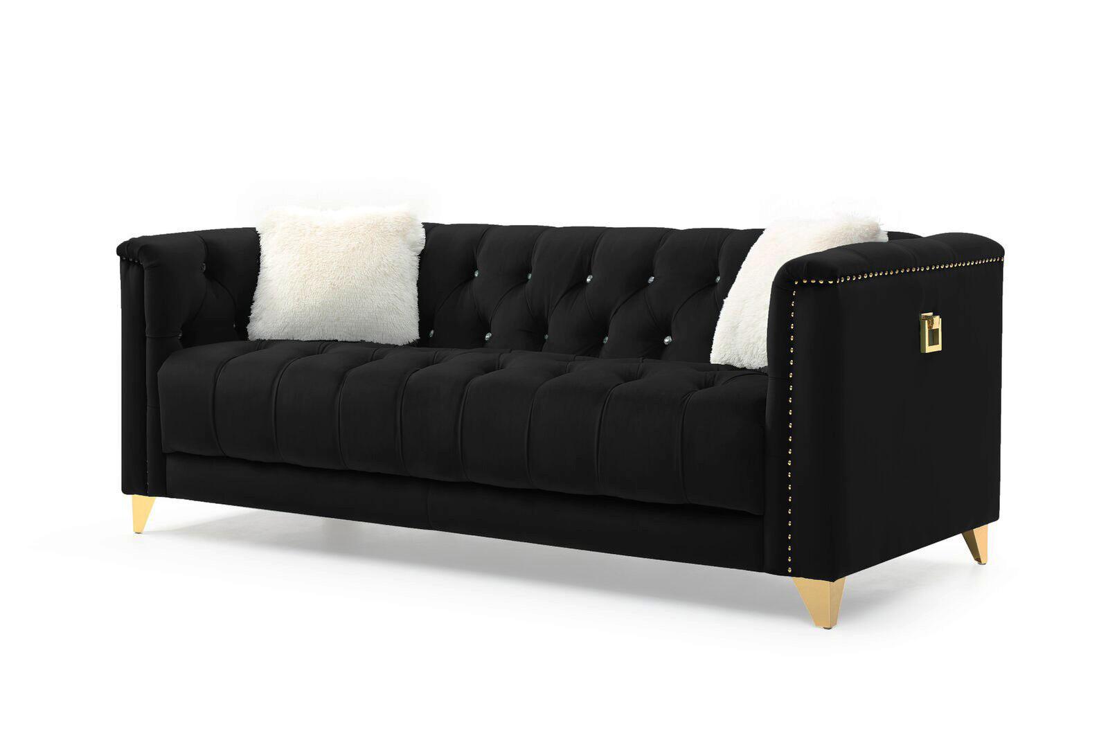 

    
Black Velvet Crystal Tufted Sofa RUSSELL Galaxy Home Contemporary Modern
