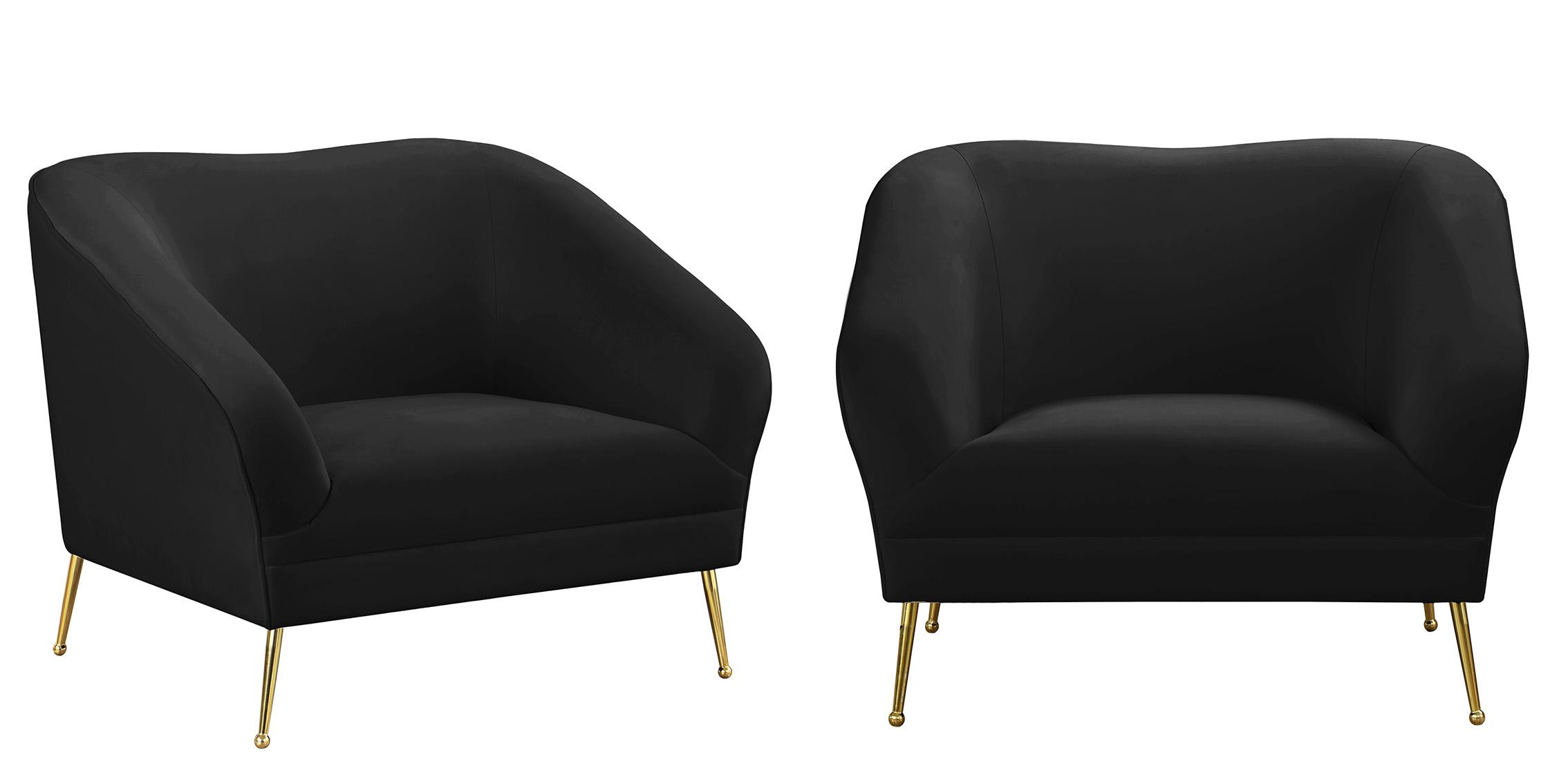 

    
Black Velvet Curved Chair Set 2P HERMOSA 658Black-C Meridian Mid-Century Modern
