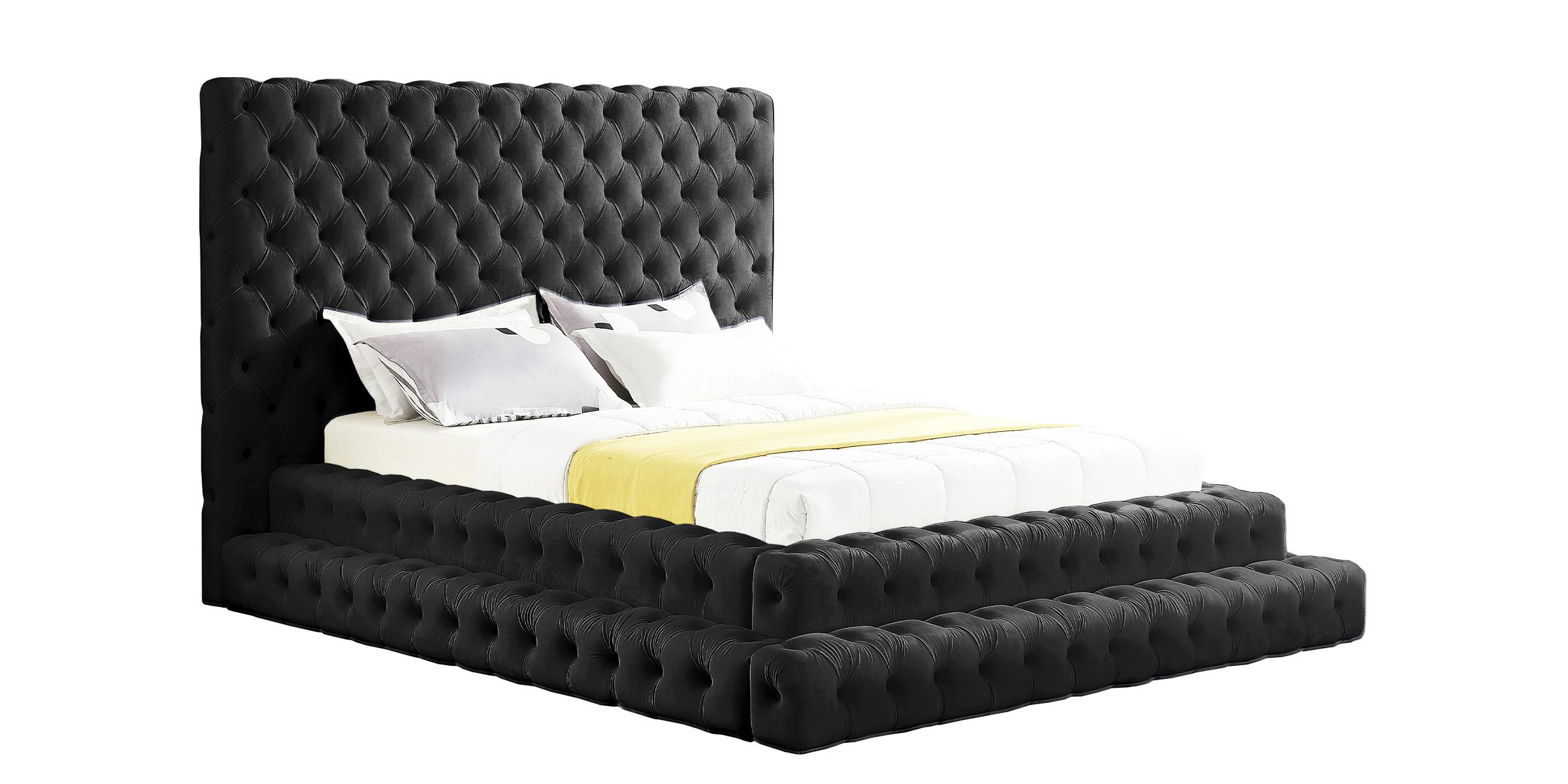 Contemporary, Modern Platform Bed REVEL RevelBlack-K RevelBlack-K in Black Velvet
