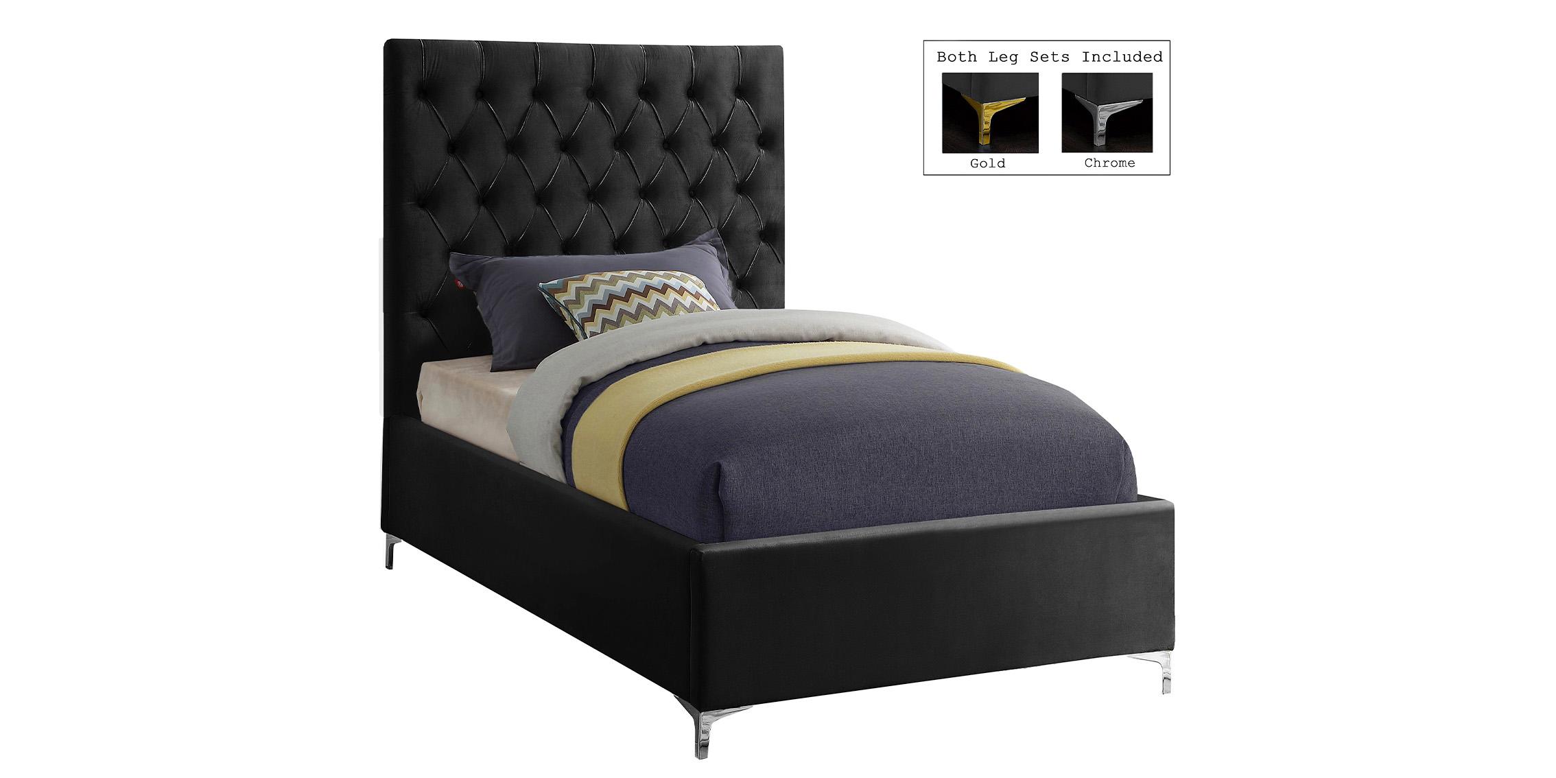 Contemporary, Modern Platform Bed CRUZ Black-T CruzBlack-T in Black Velvet