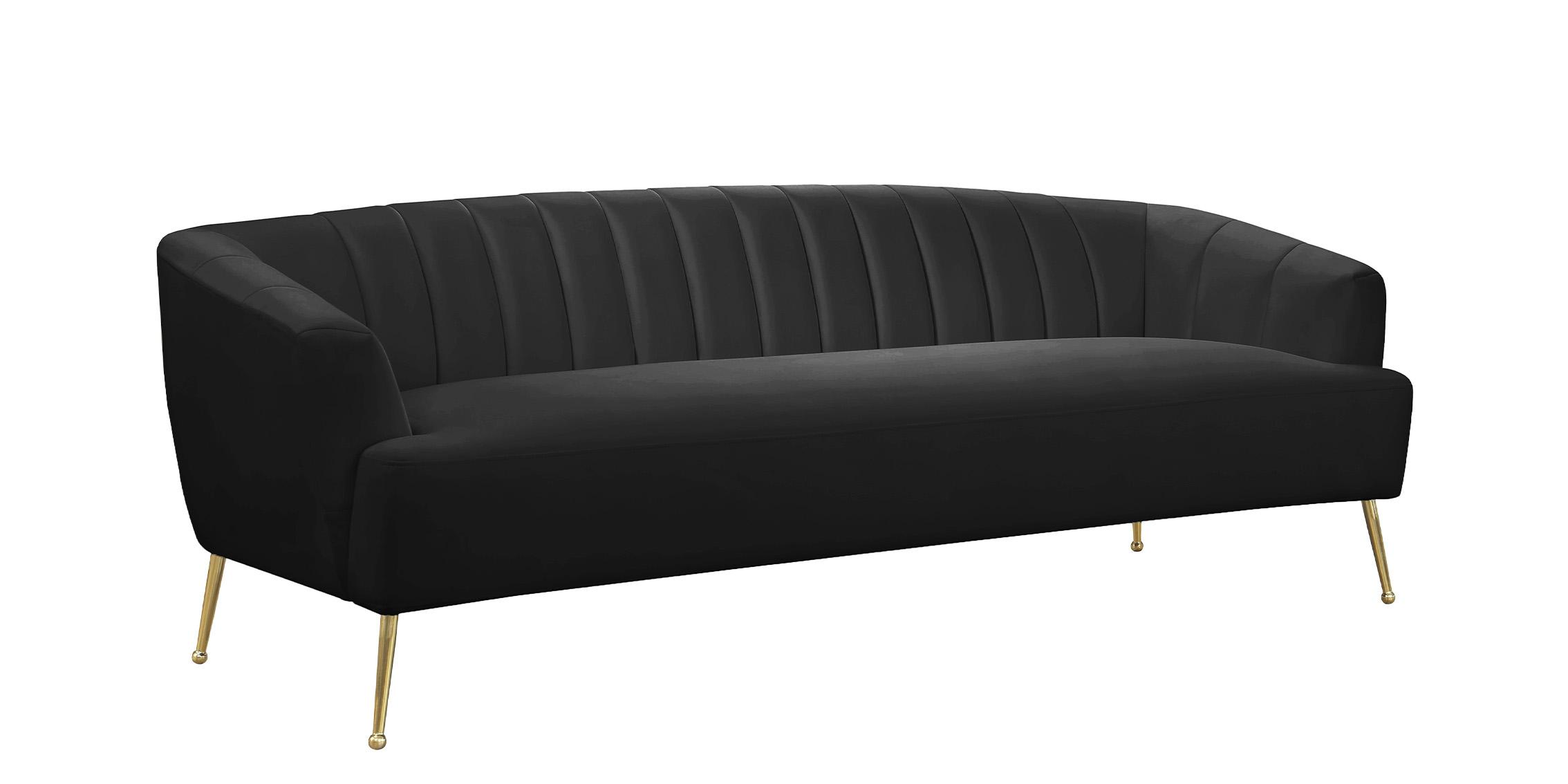 Contemporary, Modern Sofa TORI 657Black-S 657Black-S in Gold, Black Velvet