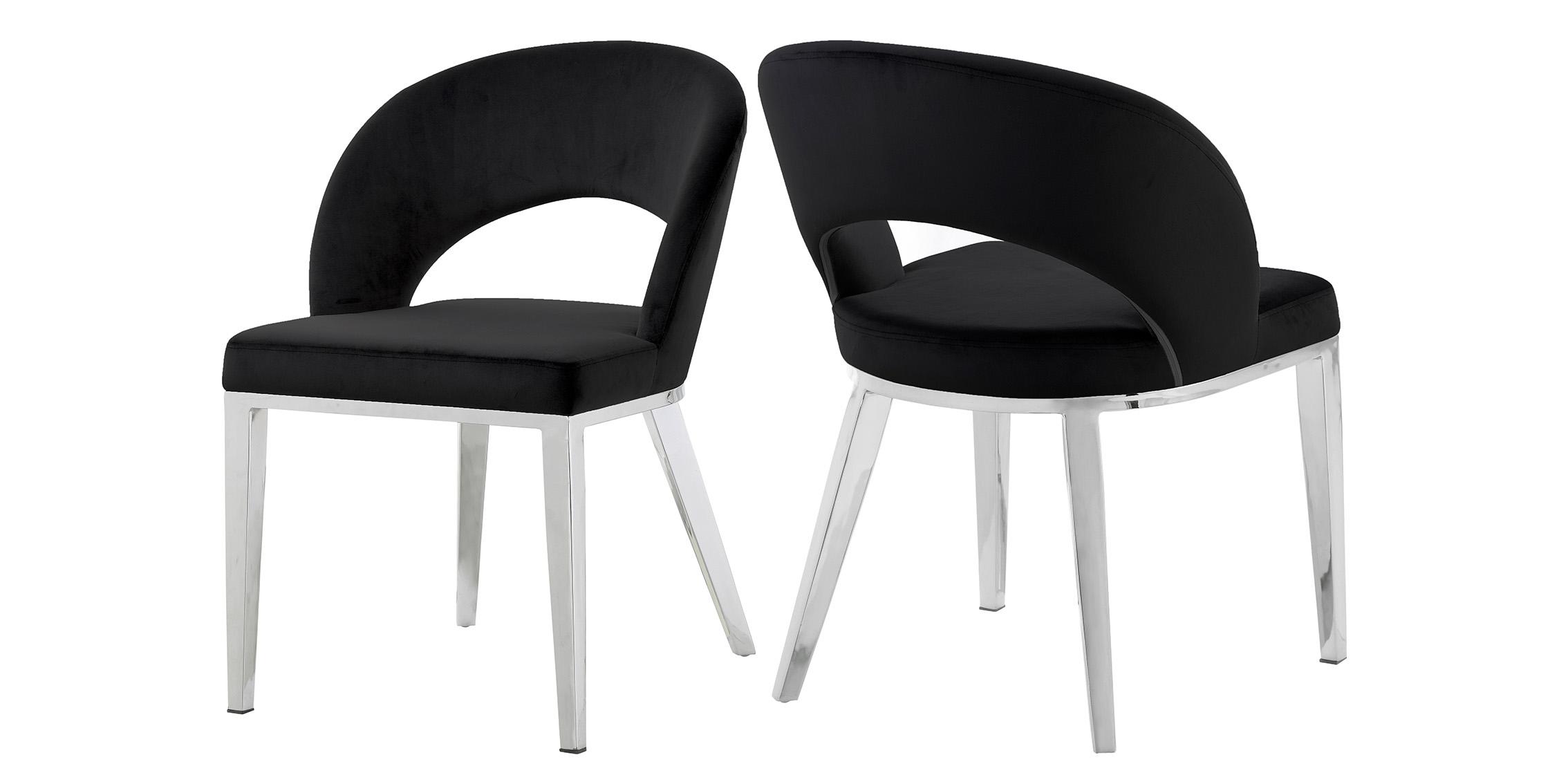 

    
Black Velvet Dining Chair Set 2Pcs ROBERTO 764Black Meridian Contemporary Modern
