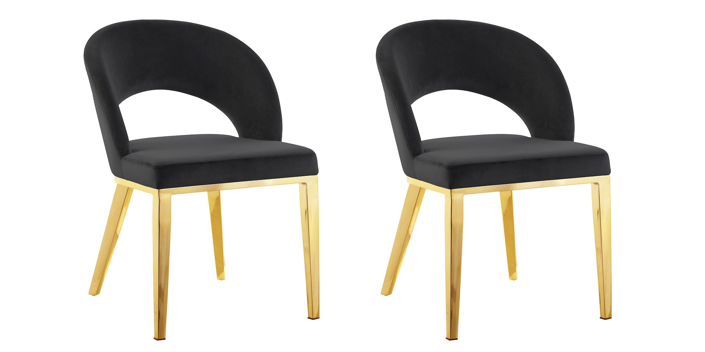 

        
Meridian Furniture ROBERTO 765Black Dining Chair Set Gold/Black Velvet 704831403824
