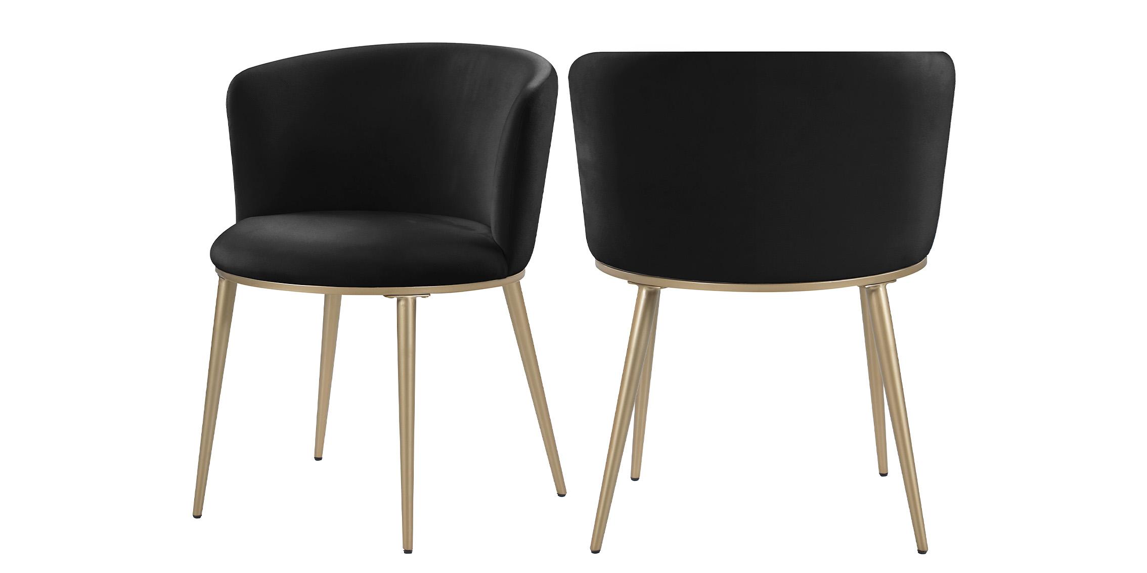 Contemporary, Modern Dining Chair Set SKYLAR 965Black-C 965Black-C in Gold, Black Velvet
