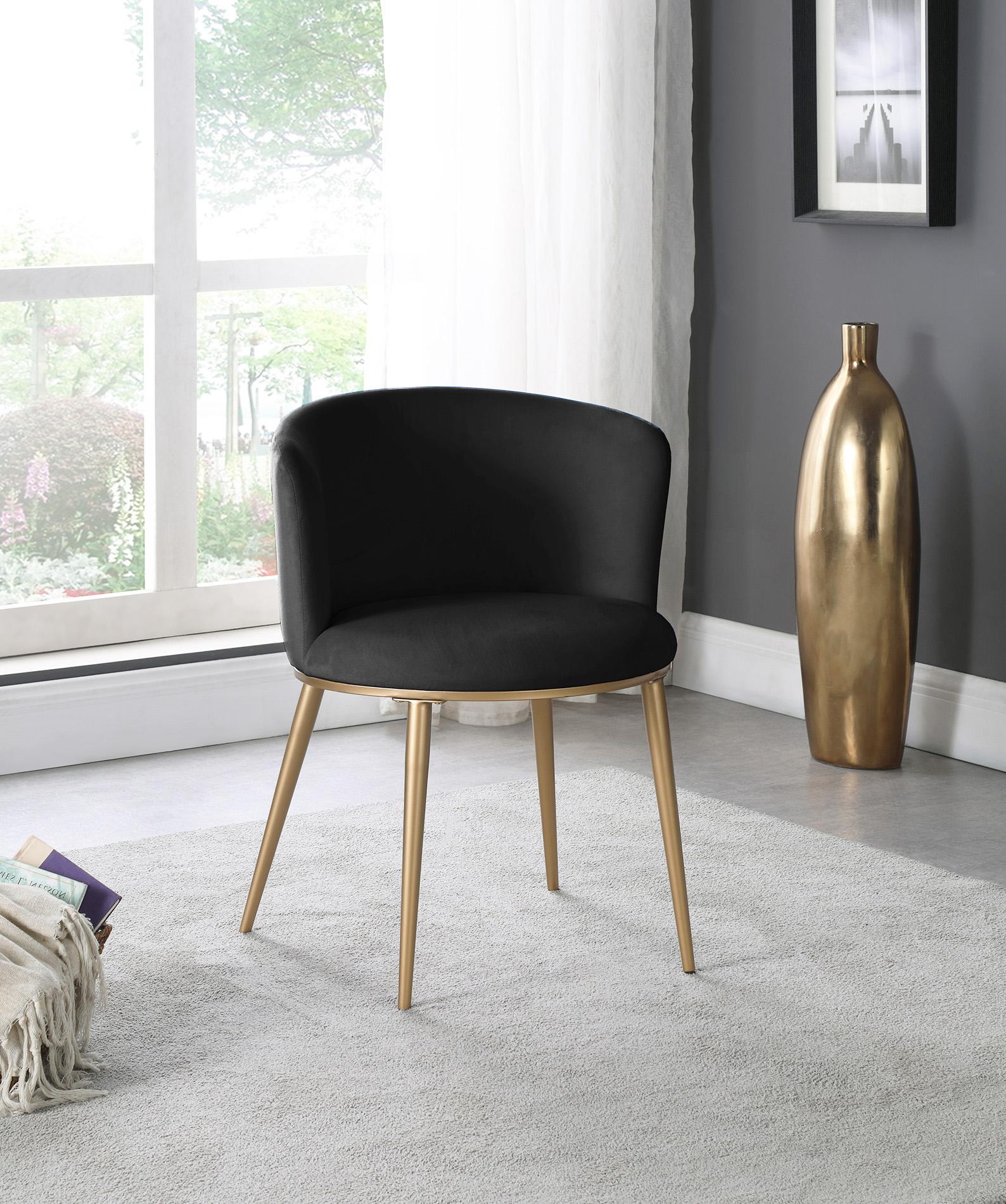 

    
Black Velvet Dining Chair Set 2Pcs SKYLAR 965Black-C Meridian Contemporary
