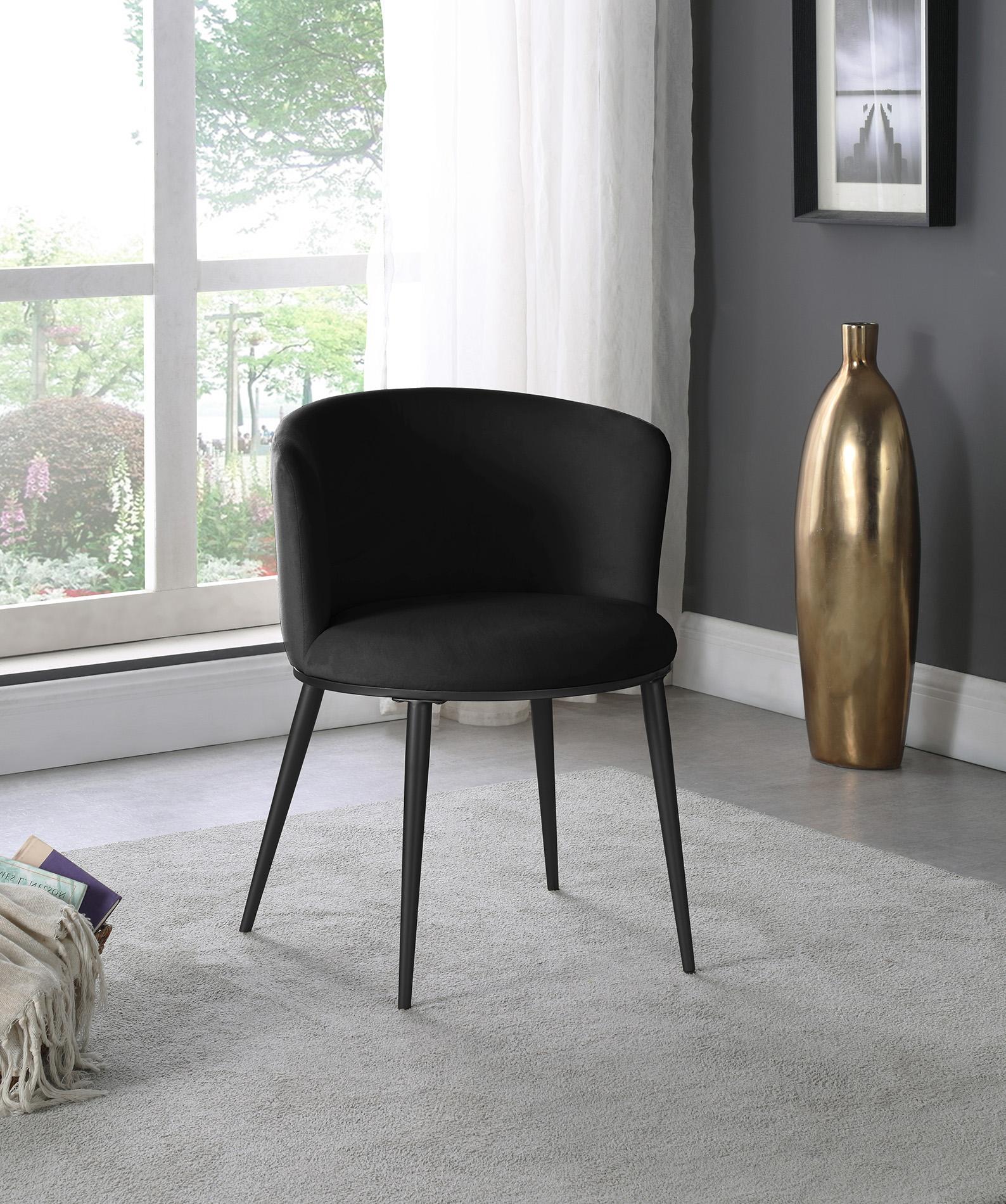 

    
Black Velvet Dining Chair Set 2Pcs SKYLAR 966Black-C Meridian Contemporary
