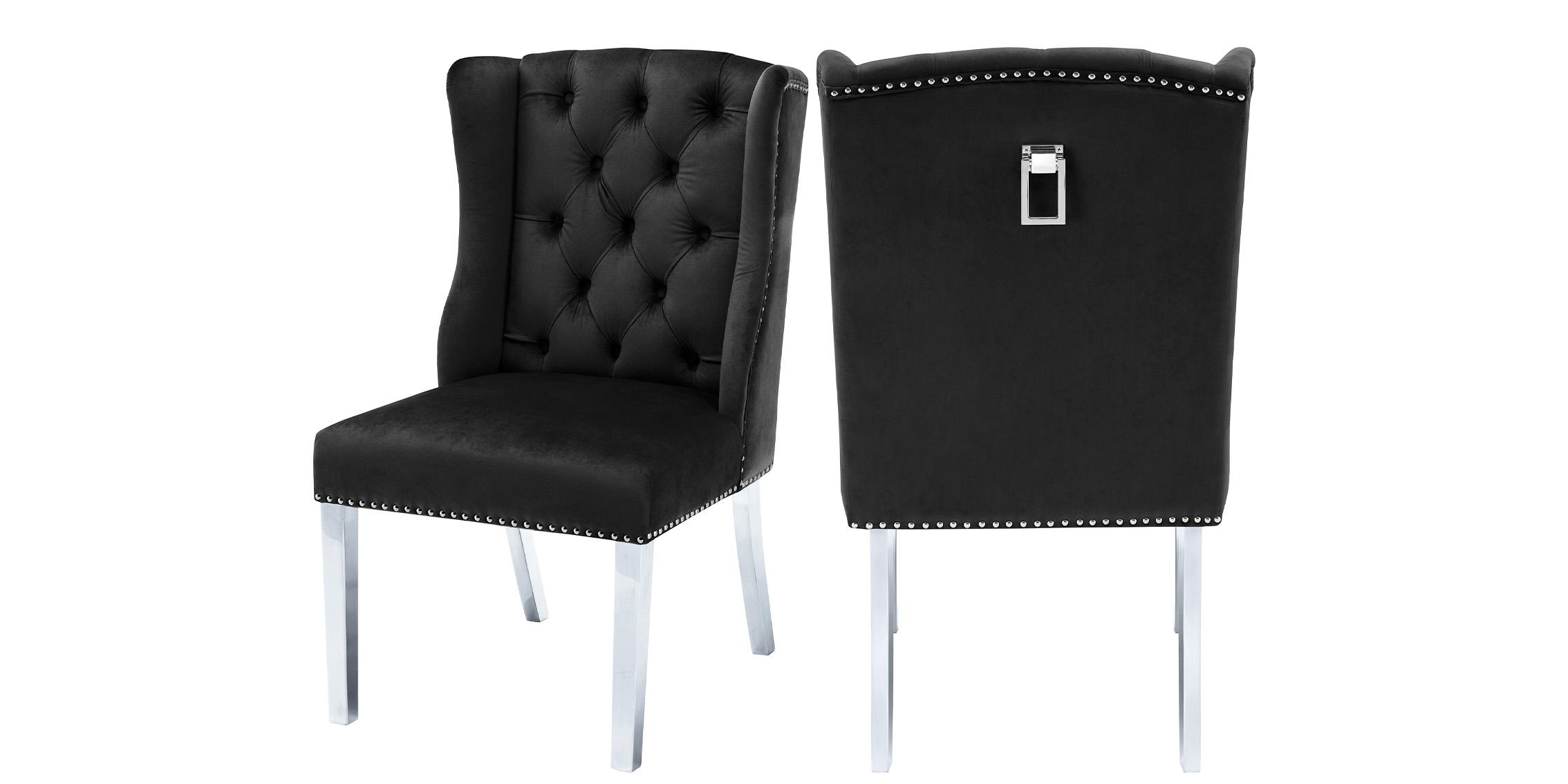 Contemporary Dining Chair Set SURI 809Black-C 809Black-C in Black Velvet